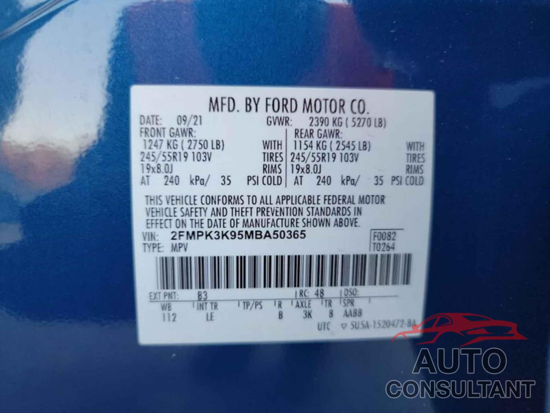 FORD EDGE 2021 - 2FMPK3K95MBA50365