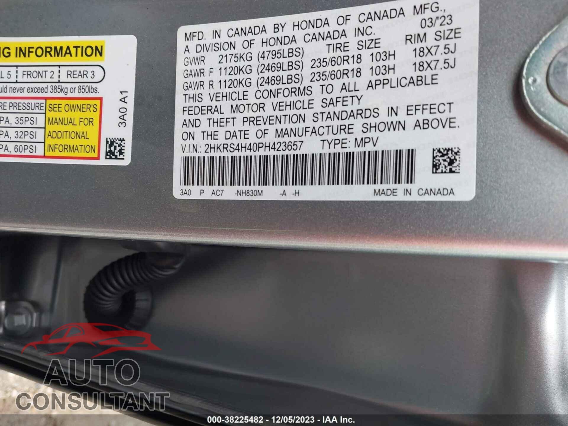 HONDA CR-V 2023 - 2HKRS4H40PH423657