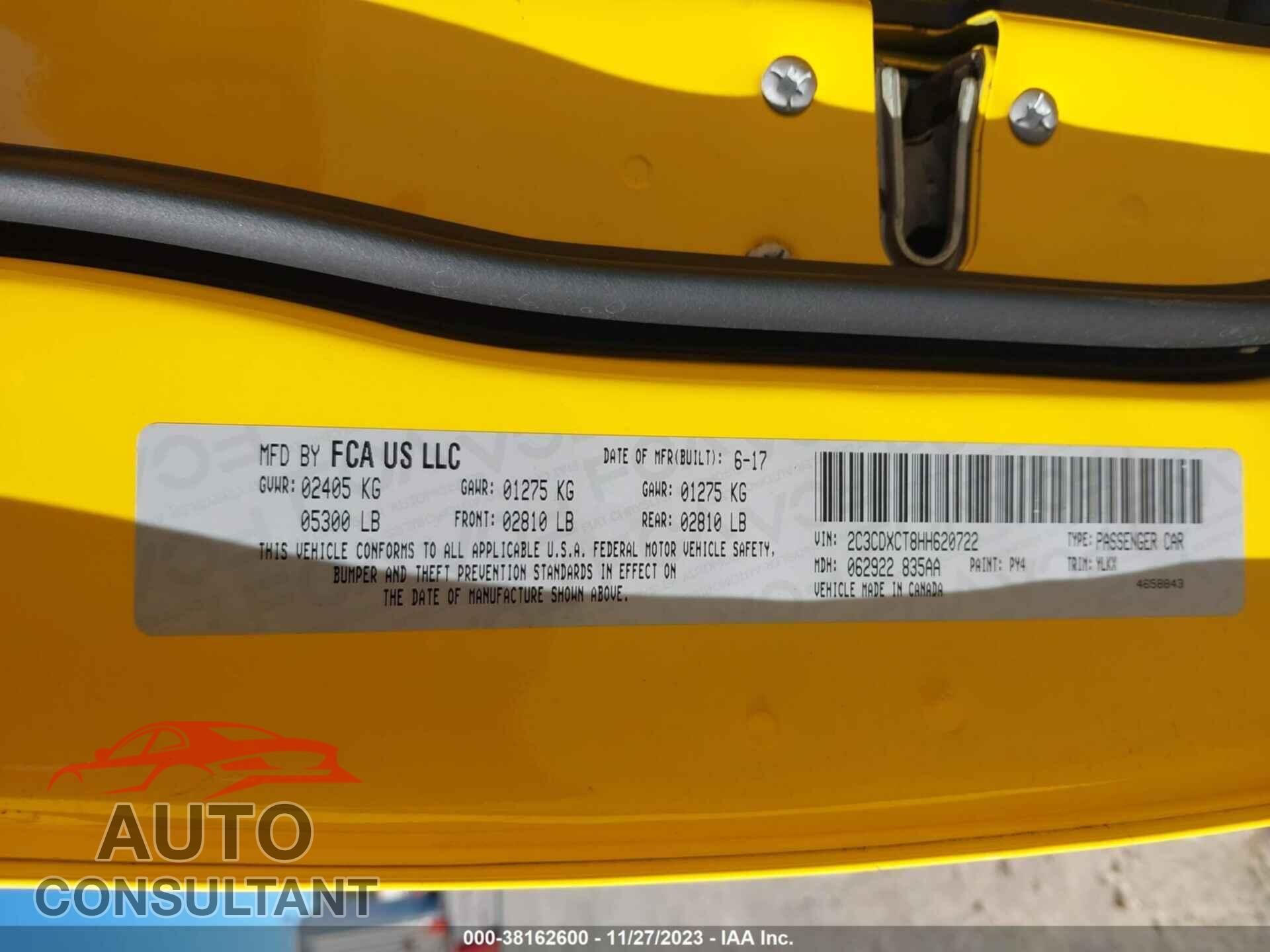 DODGE CHARGER 2017 - 2C3CDXCT8HH620722