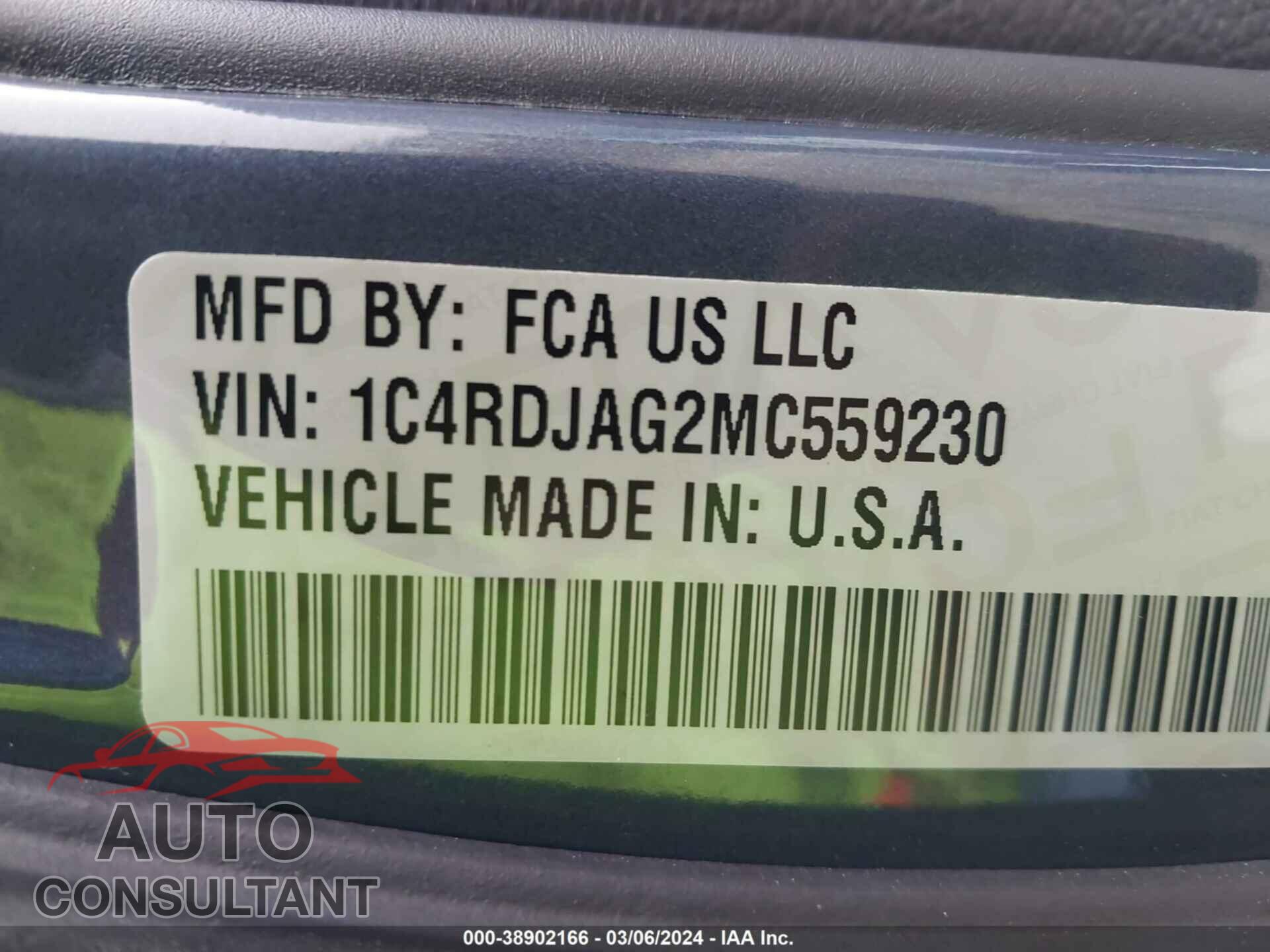 DODGE DURANGO 2021 - 1C4RDJAG2MC559230