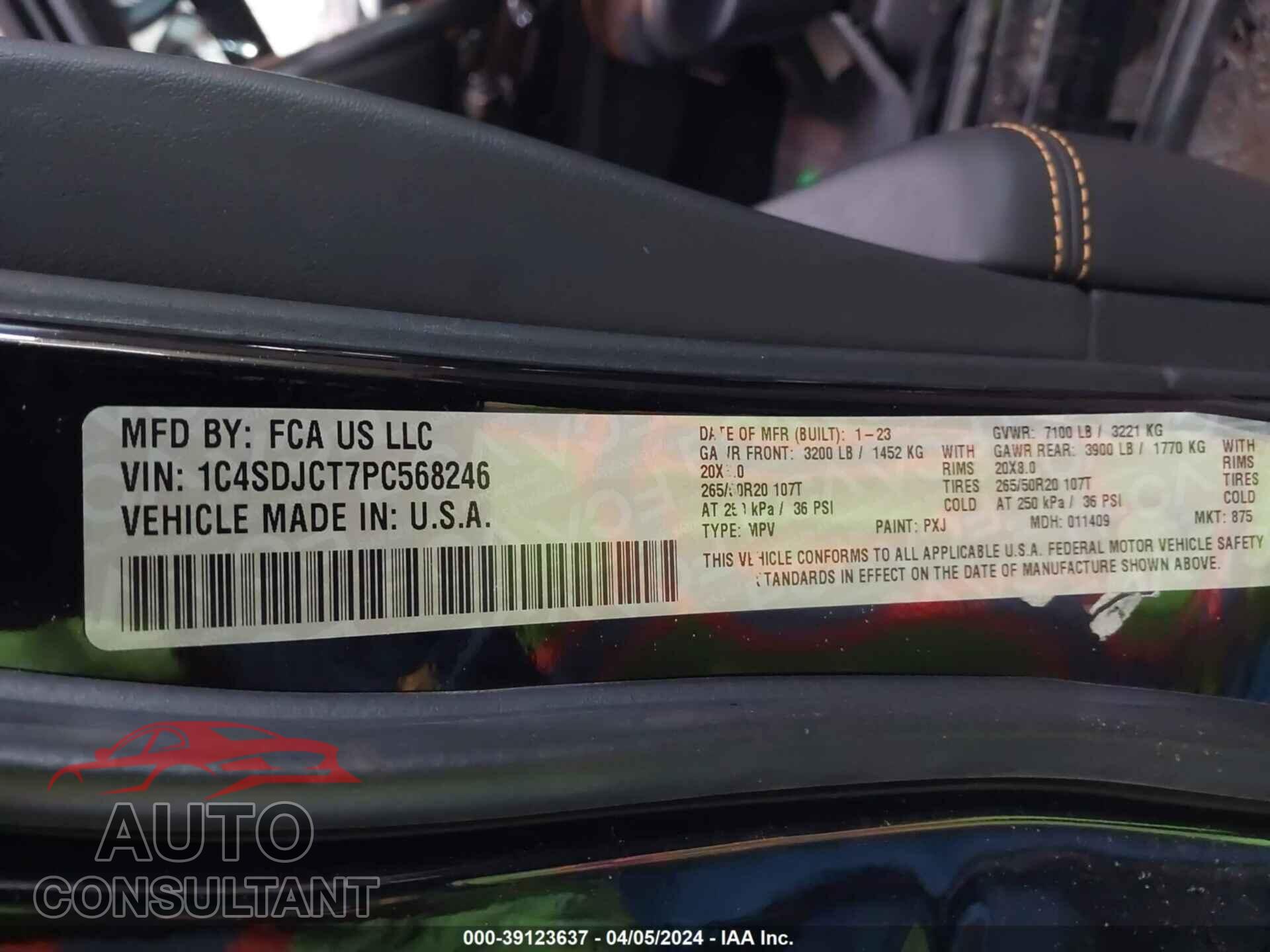 DODGE DURANGO 2023 - 1C4SDJCT7PC568246
