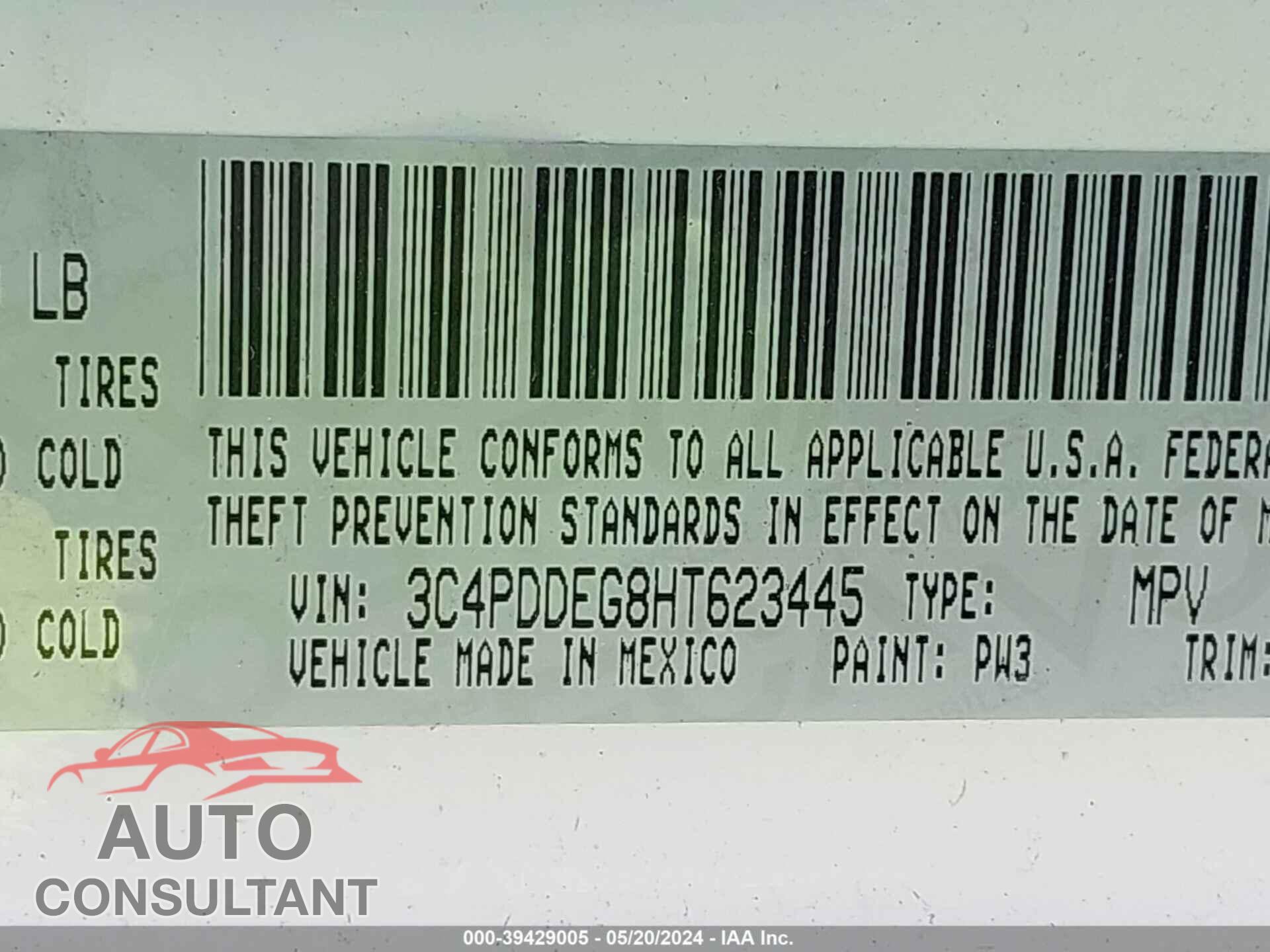 DODGE JOURNEY 2017 - 3C4PDDEG8HT623445