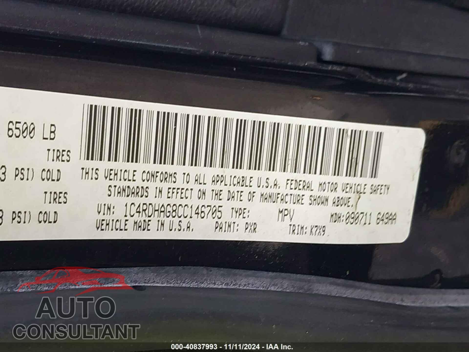 DODGE DURANGO 2012 - 1C4RDHAG8CC146705