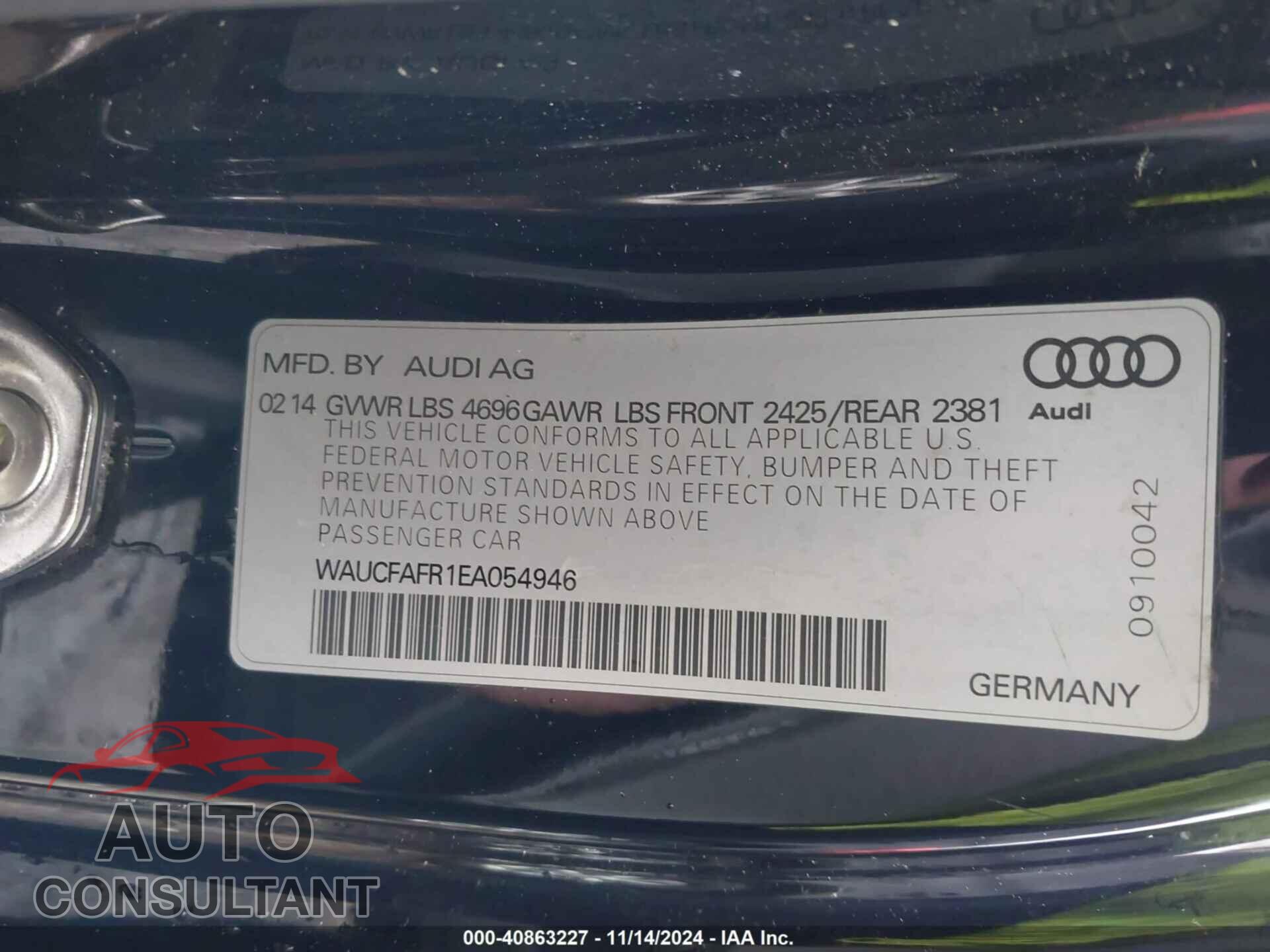 AUDI A5 2014 - WAUCFAFR1EA054946