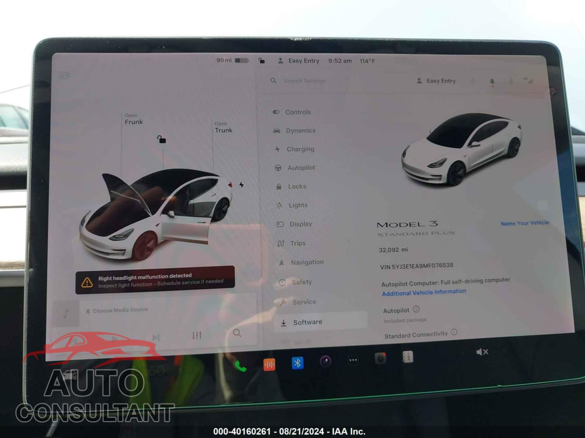 TESLA MODEL 3 2021 - 5YJ3E1EA9MF076538