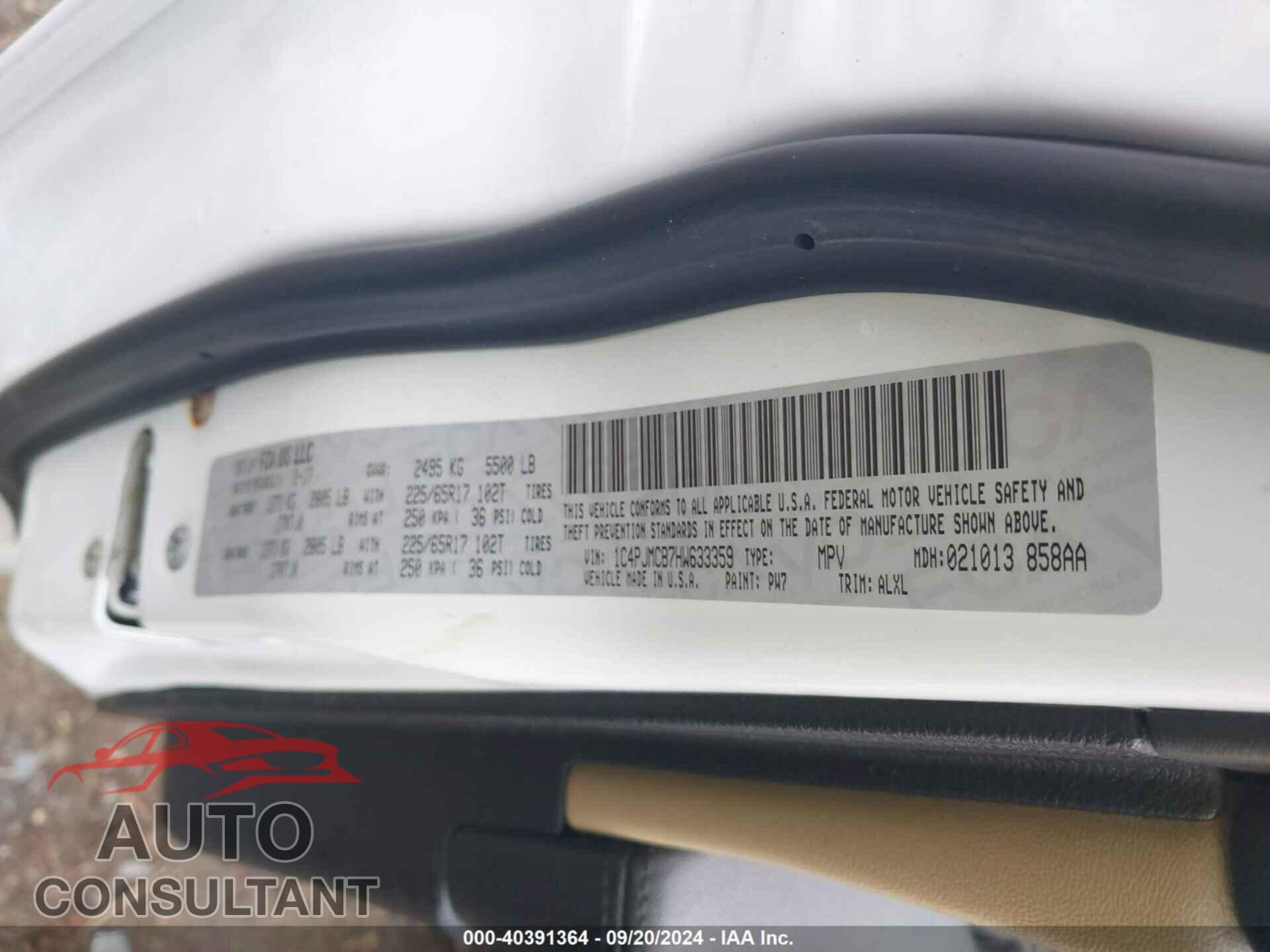 JEEP CHEROKEE 2017 - 1C4PJMCB7HW633359