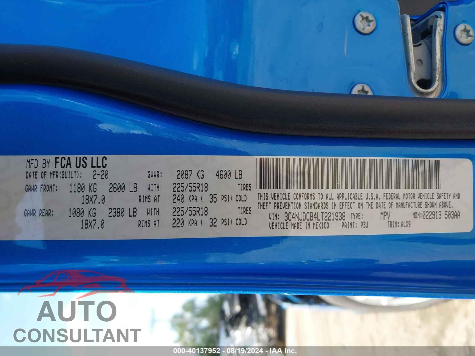JEEP COMPASS 2020 - 3C4NJDCB4LT221938