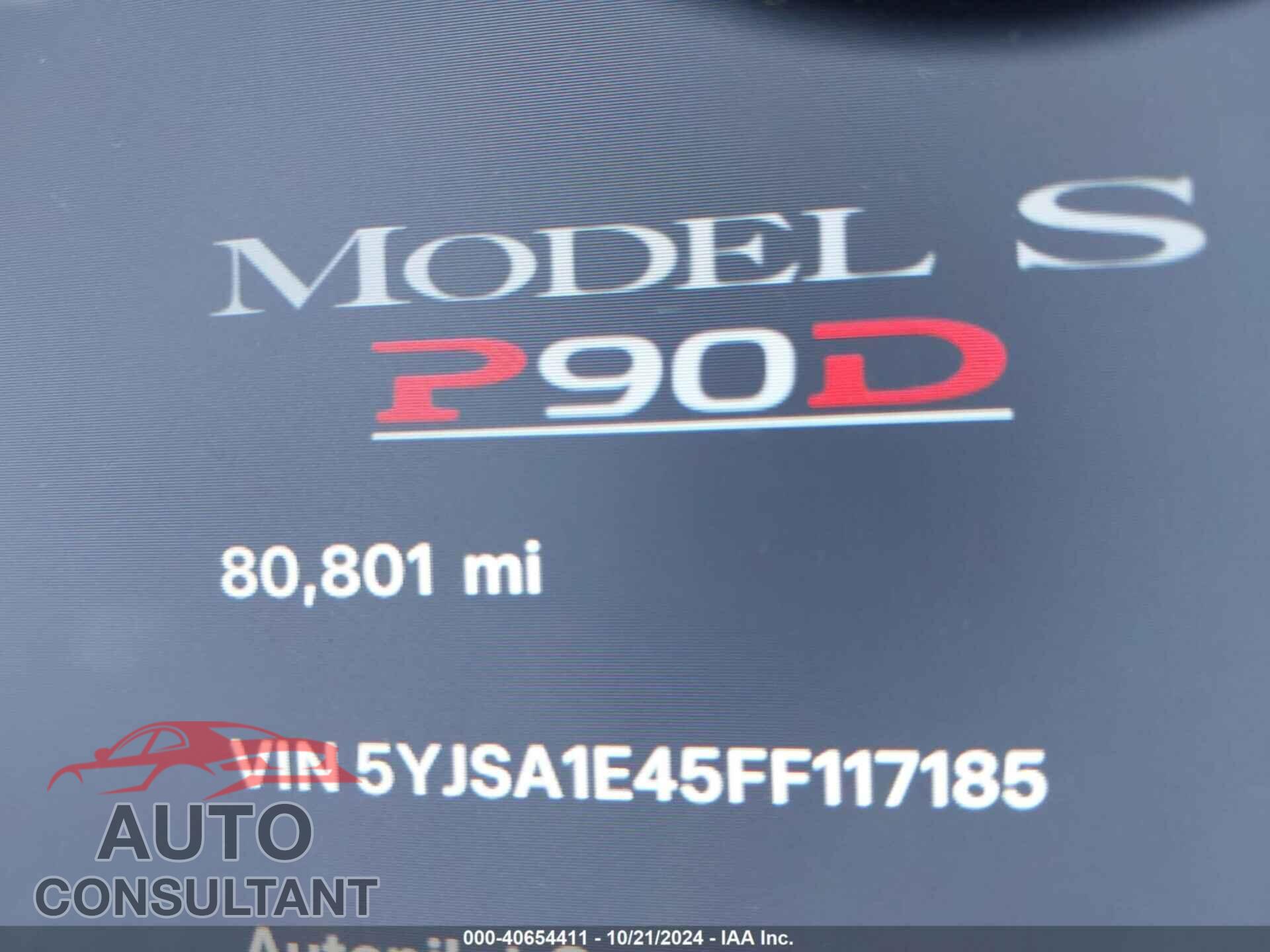 TESLA MODEL S 2015 - 5YJSA1E45FF117185