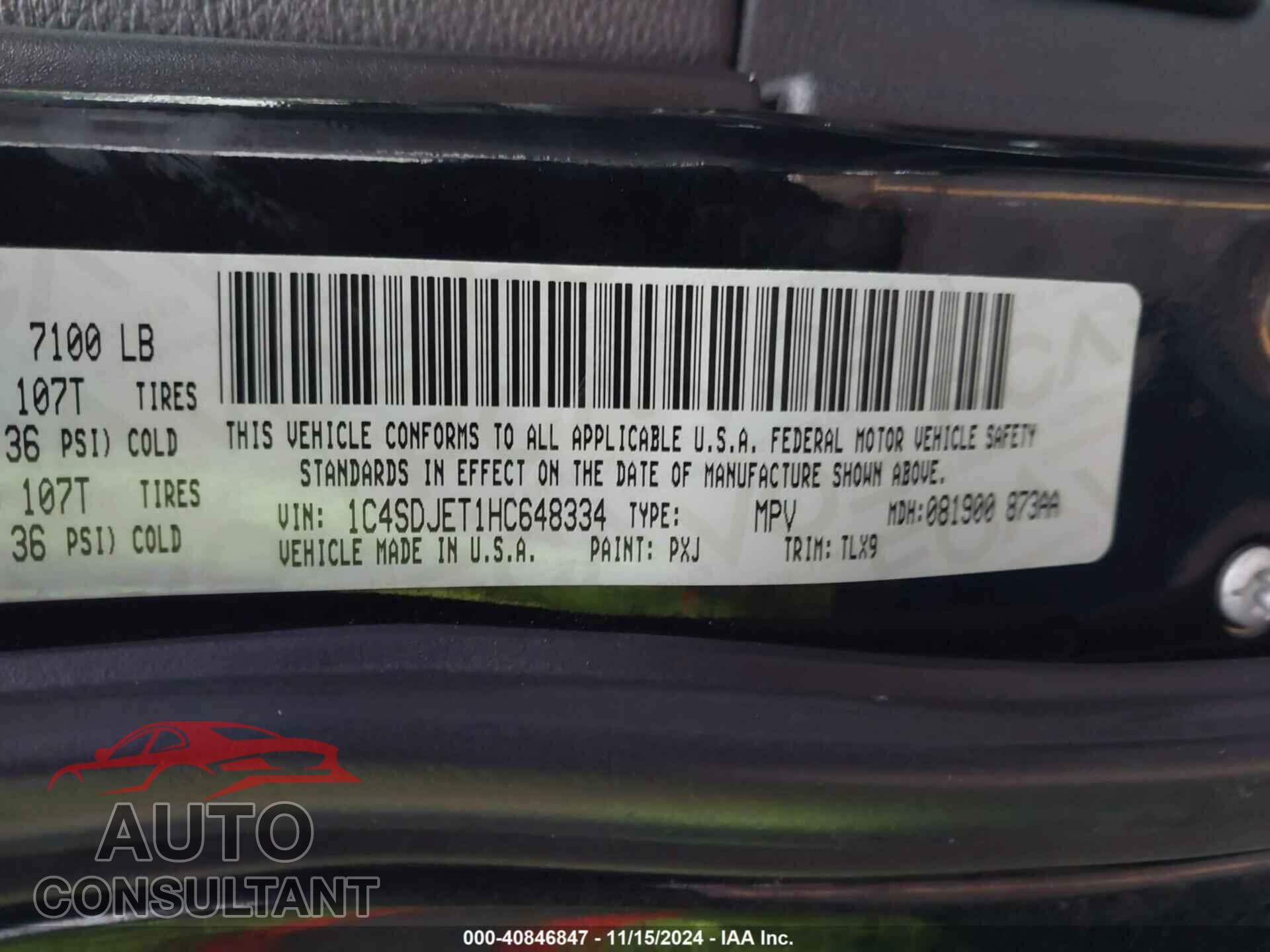 DODGE DURANGO 2017 - 1C4SDJET1HC648334
