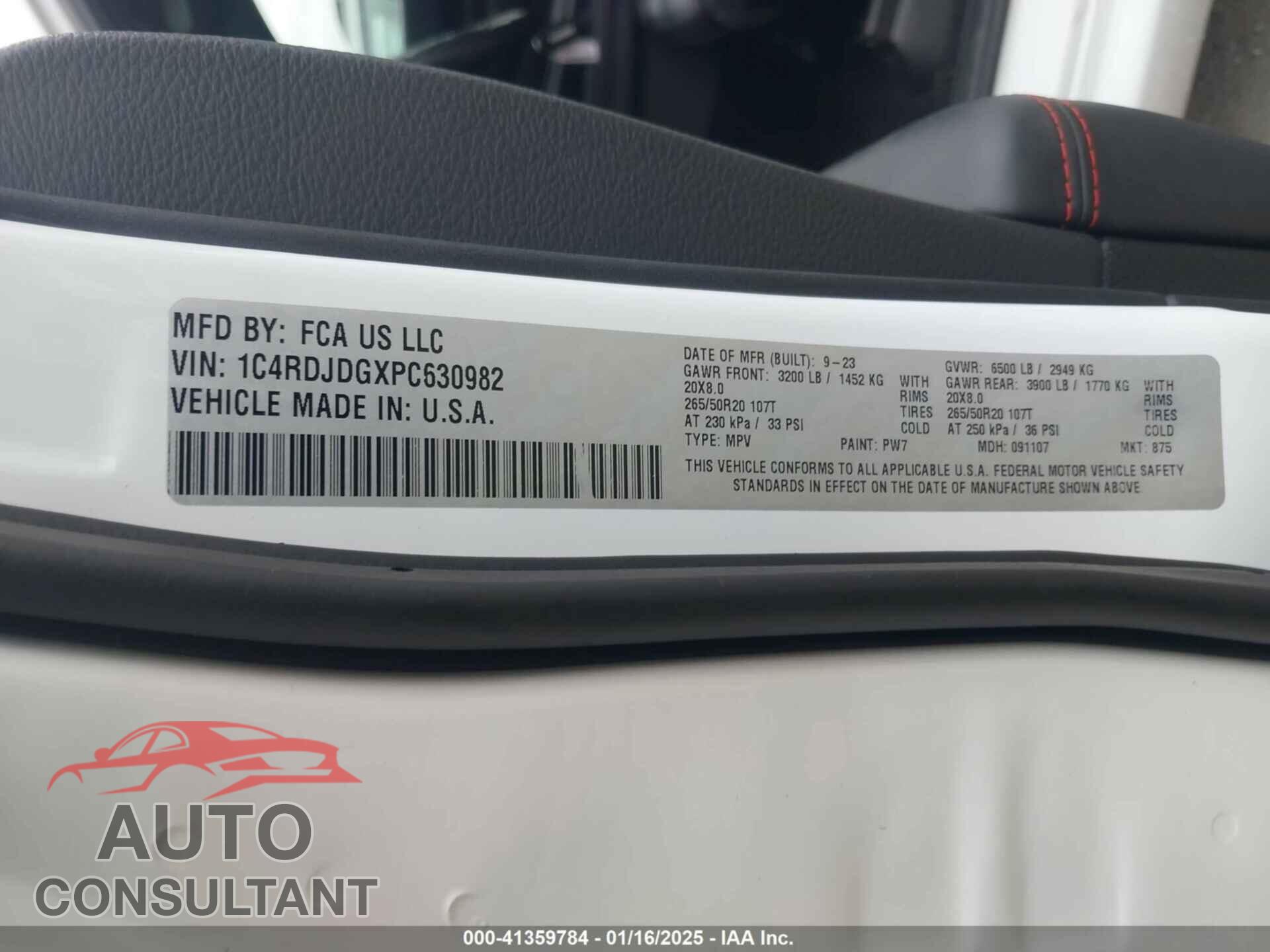 DODGE DURANGO 2023 - 1C4RDJDGXPC630982