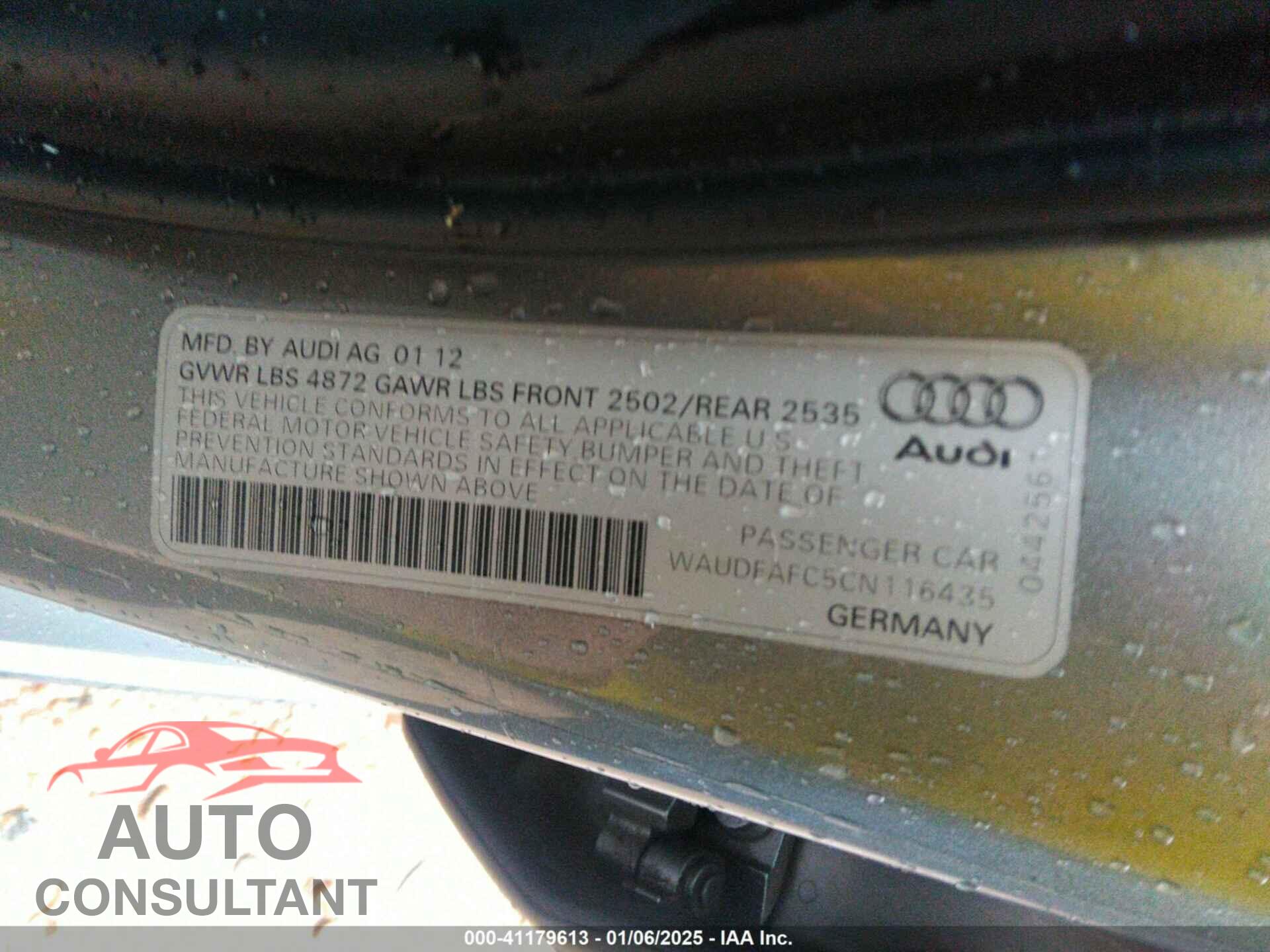 AUDI A6 2012 - WAUDFAFC5CN116435