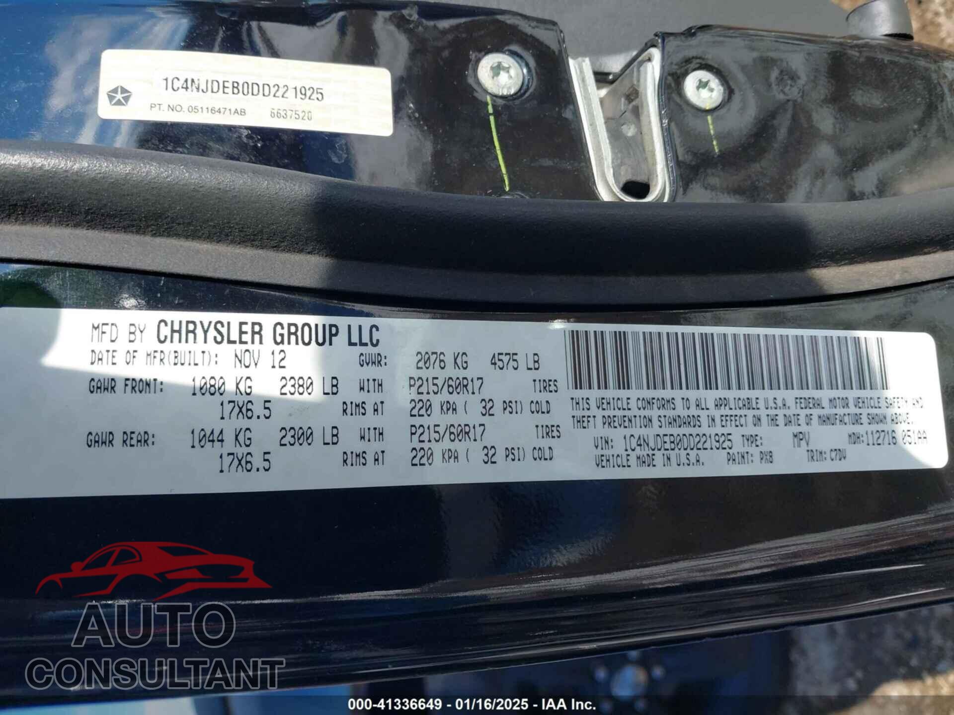 JEEP COMPASS 2013 - 1C4NJDEB0DD221925