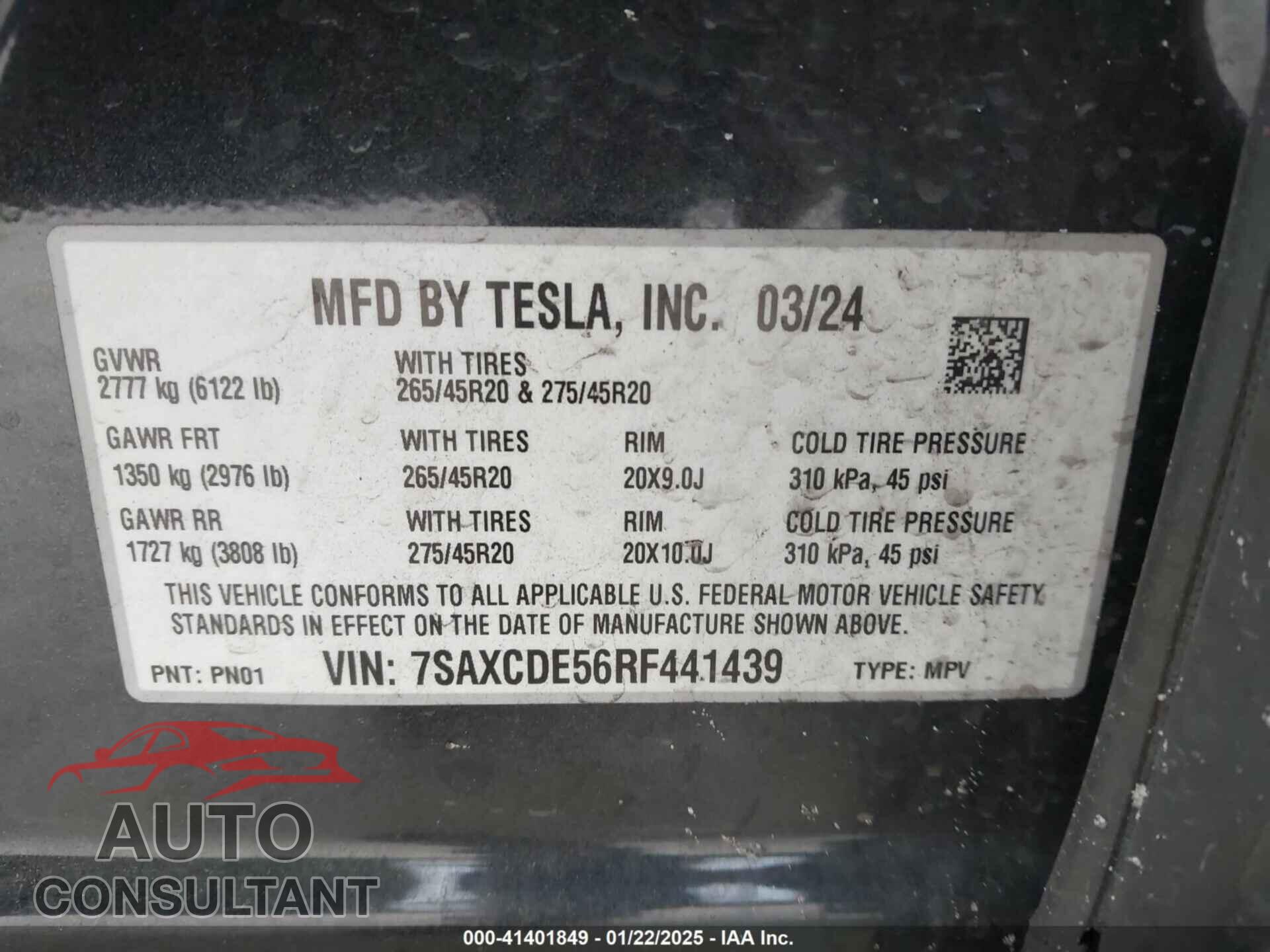 TESLA MODEL X 2024 - 7SAXCDE56RF441439