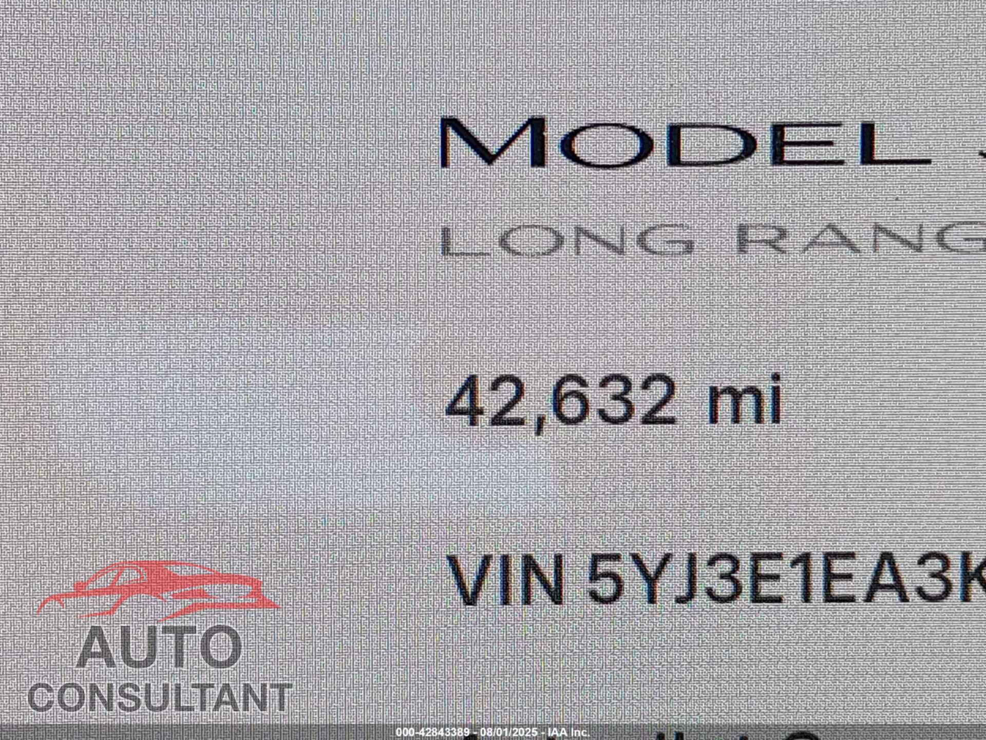 TESLA MODEL 3 2019 - 5YJ3E1EA3KF324280