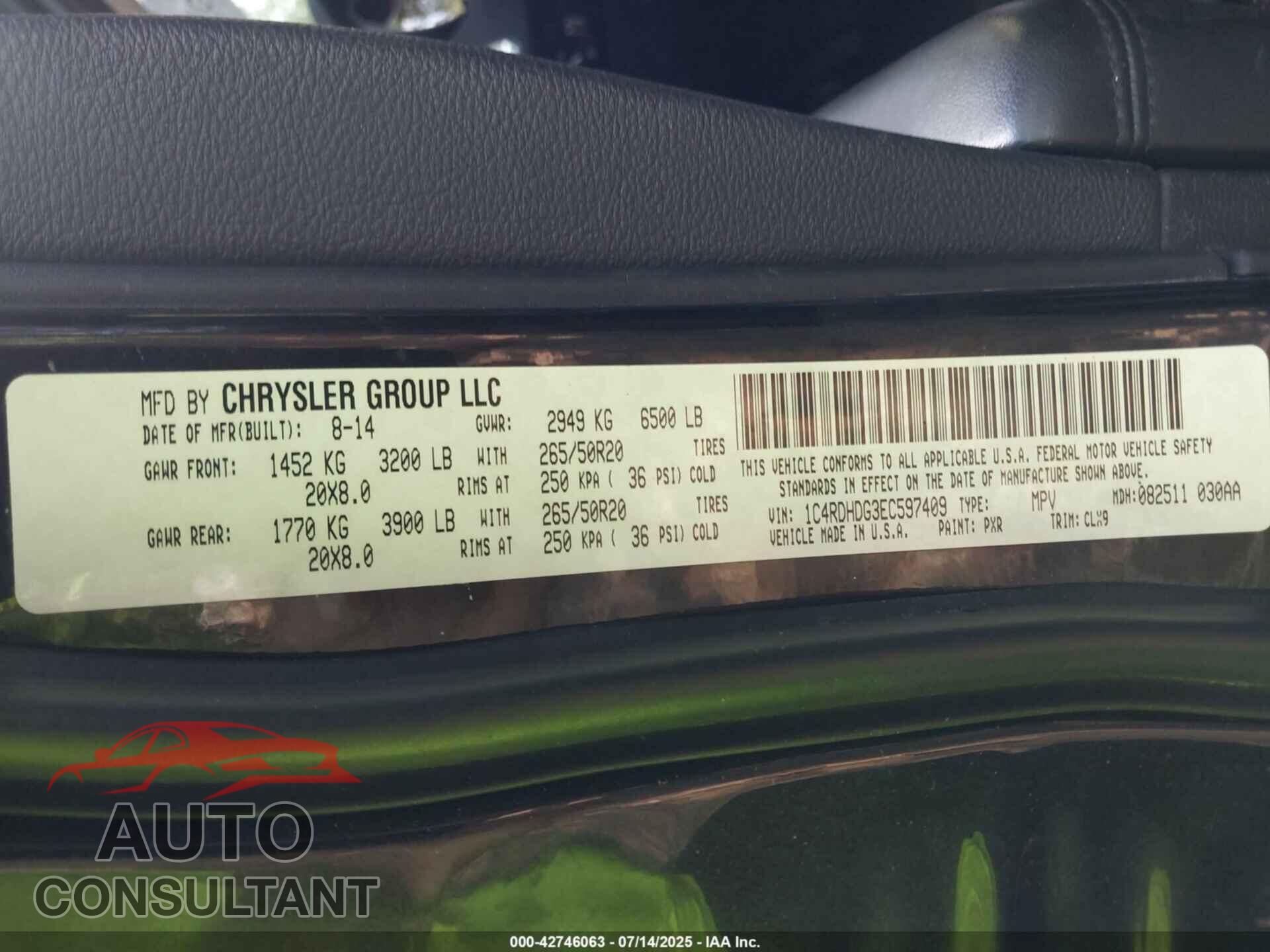 DODGE DURANGO 2014 - 1C4RDHDG3EC597409