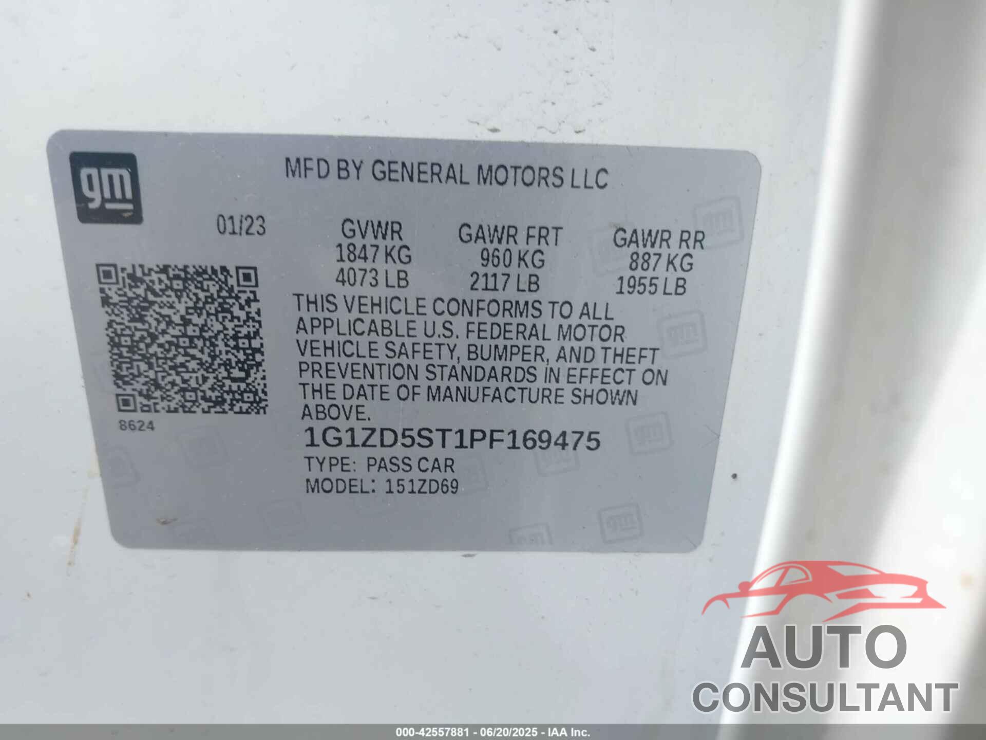 CHEVROLET MALIBU 2023 - 1G1ZD5ST1PF169475
