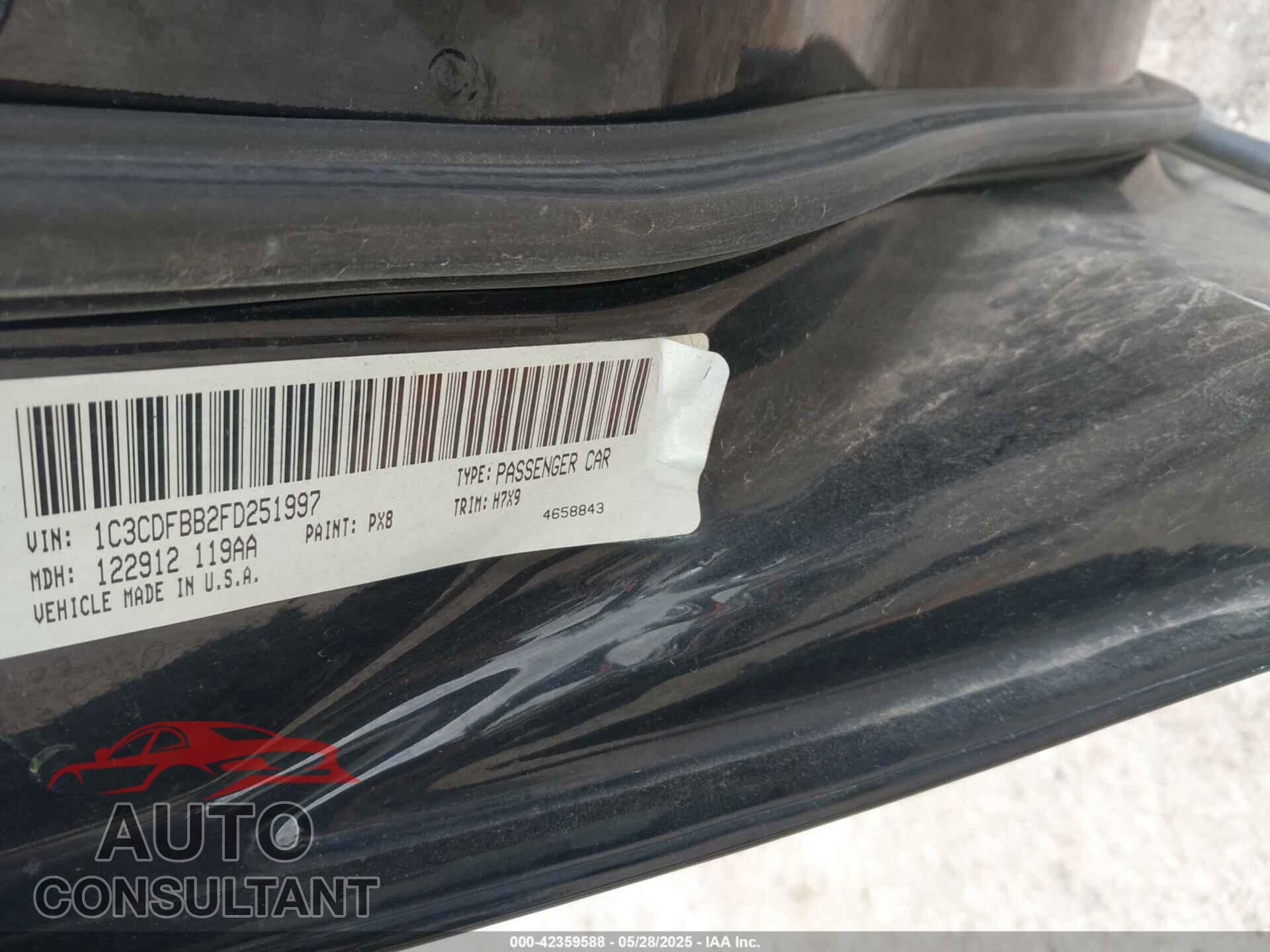 DODGE DART 2015 - 1C3CDFBB2FD251997