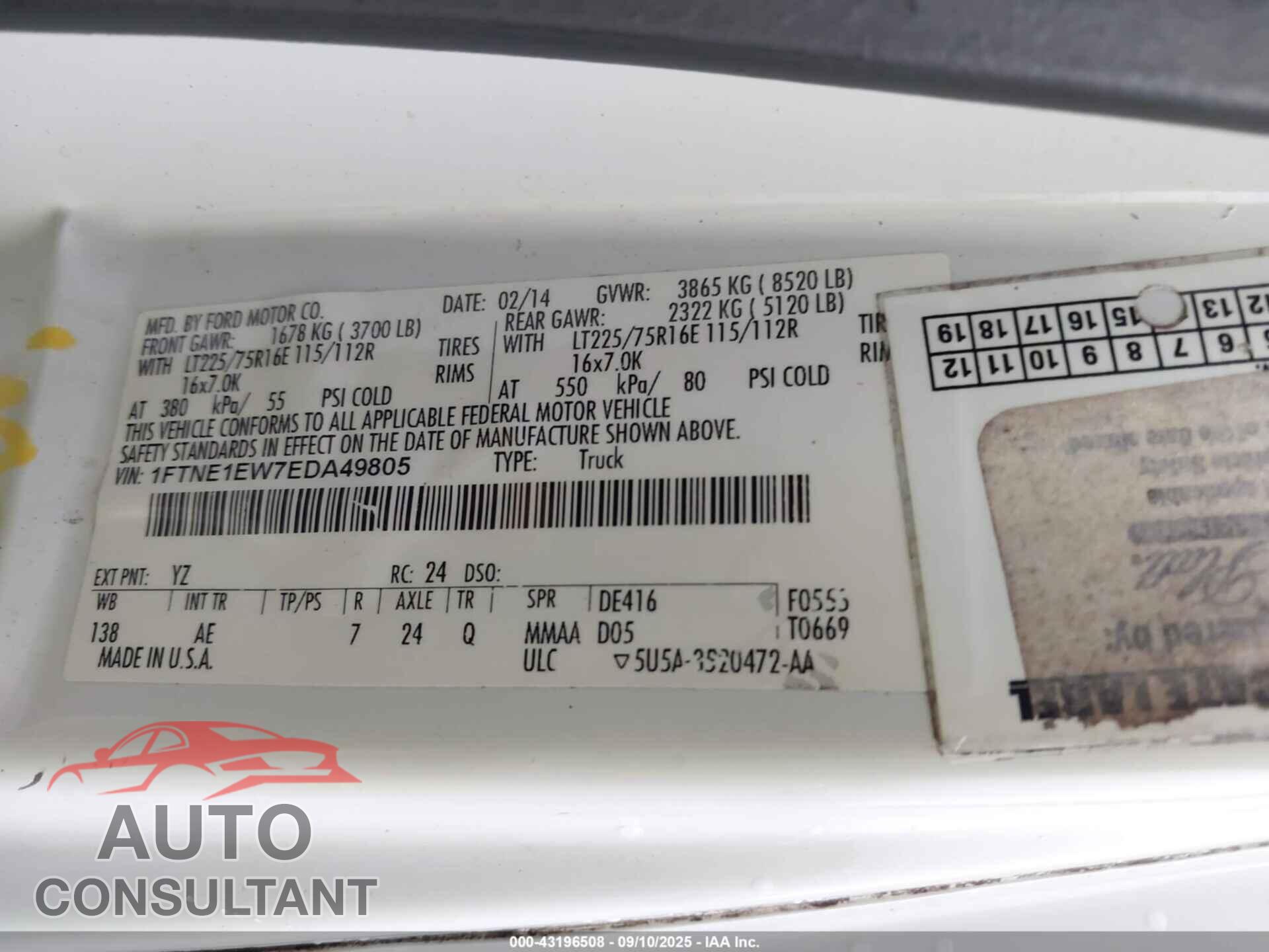 FORD E-150 2014 - 1FTNE1EW7EDA49805