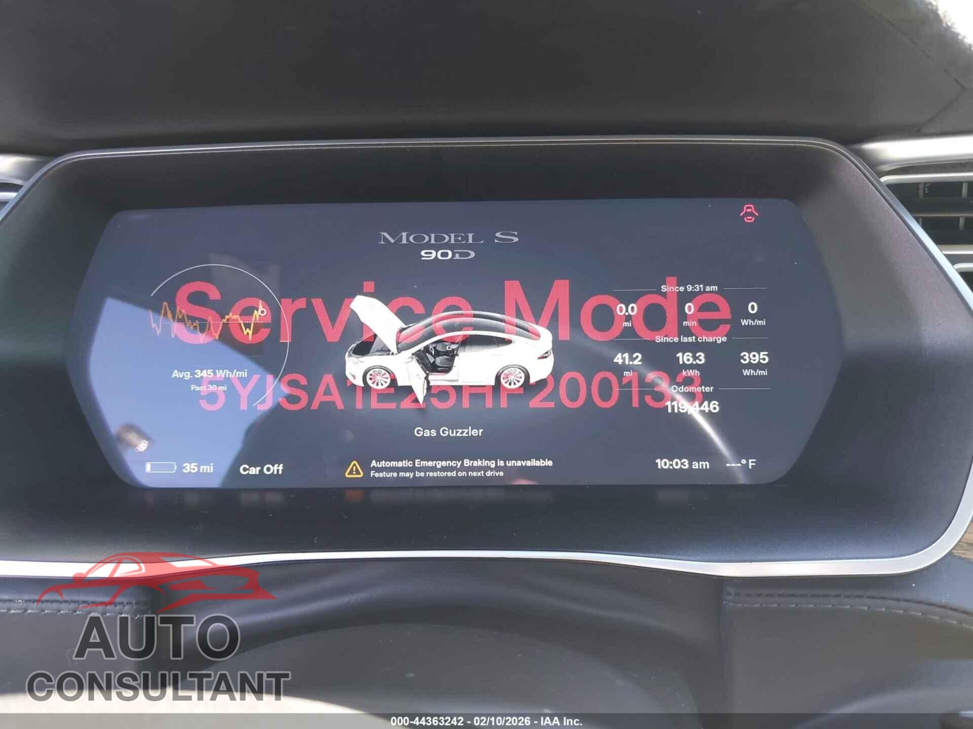 TESLA MODEL S 2017 - 5YJSA1E25HF200133