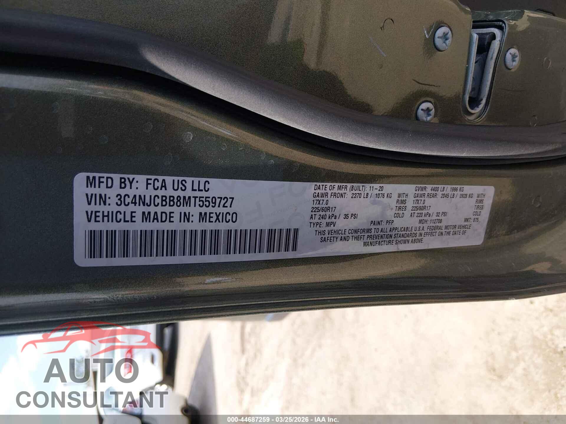 JEEP COMPASS 2021 - 3C4NJCBB8MT559727