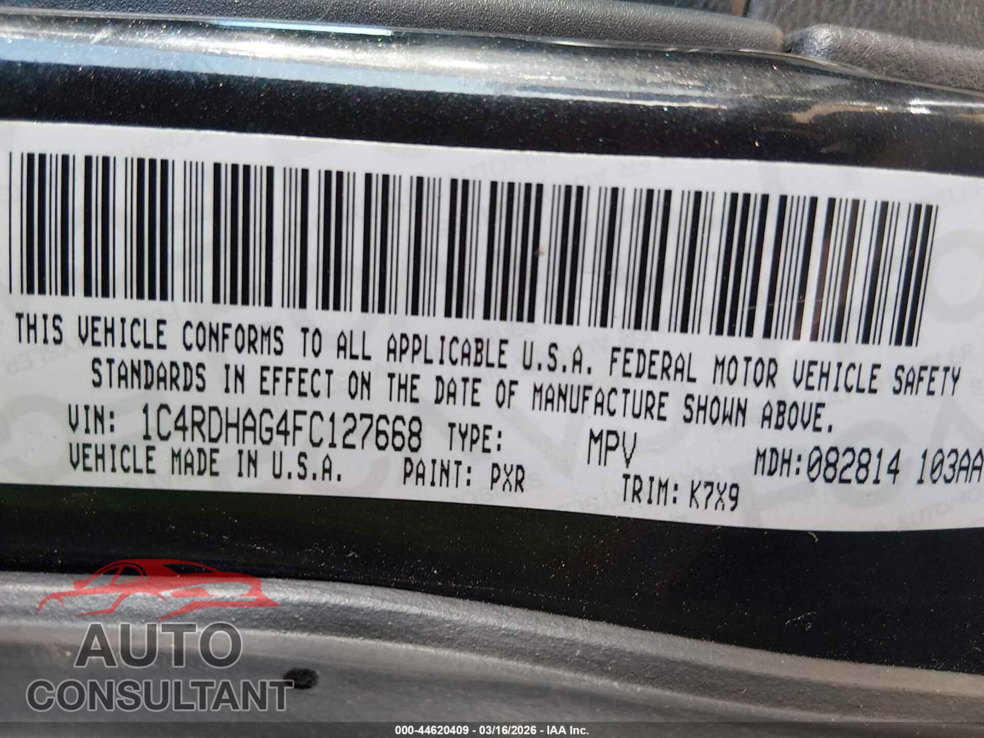 DODGE DURANGO 2015 - 1C4RDHAG4FC127668