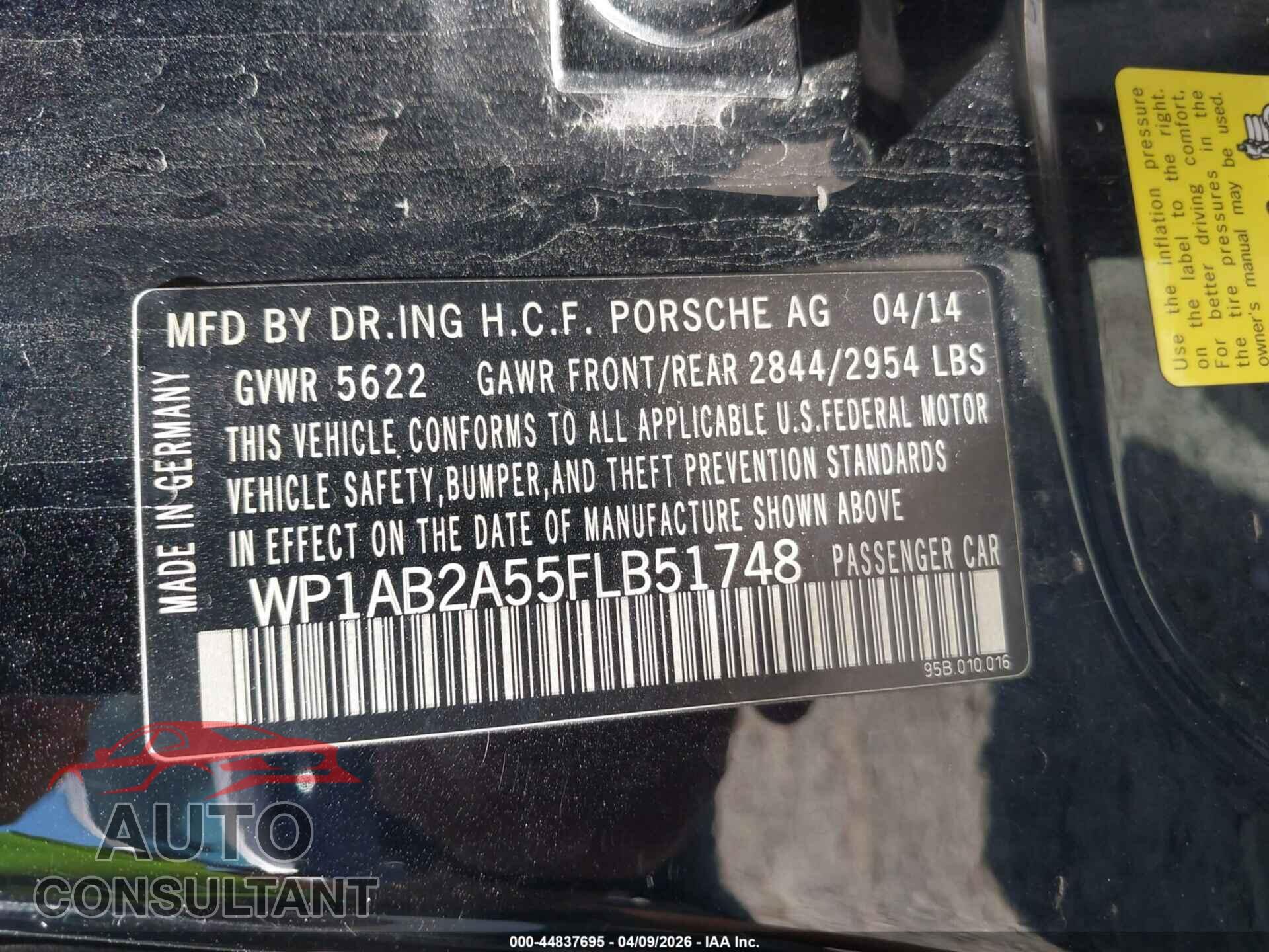 PORSCHE MACAN 2015 - WP1AB2A55FLB51748