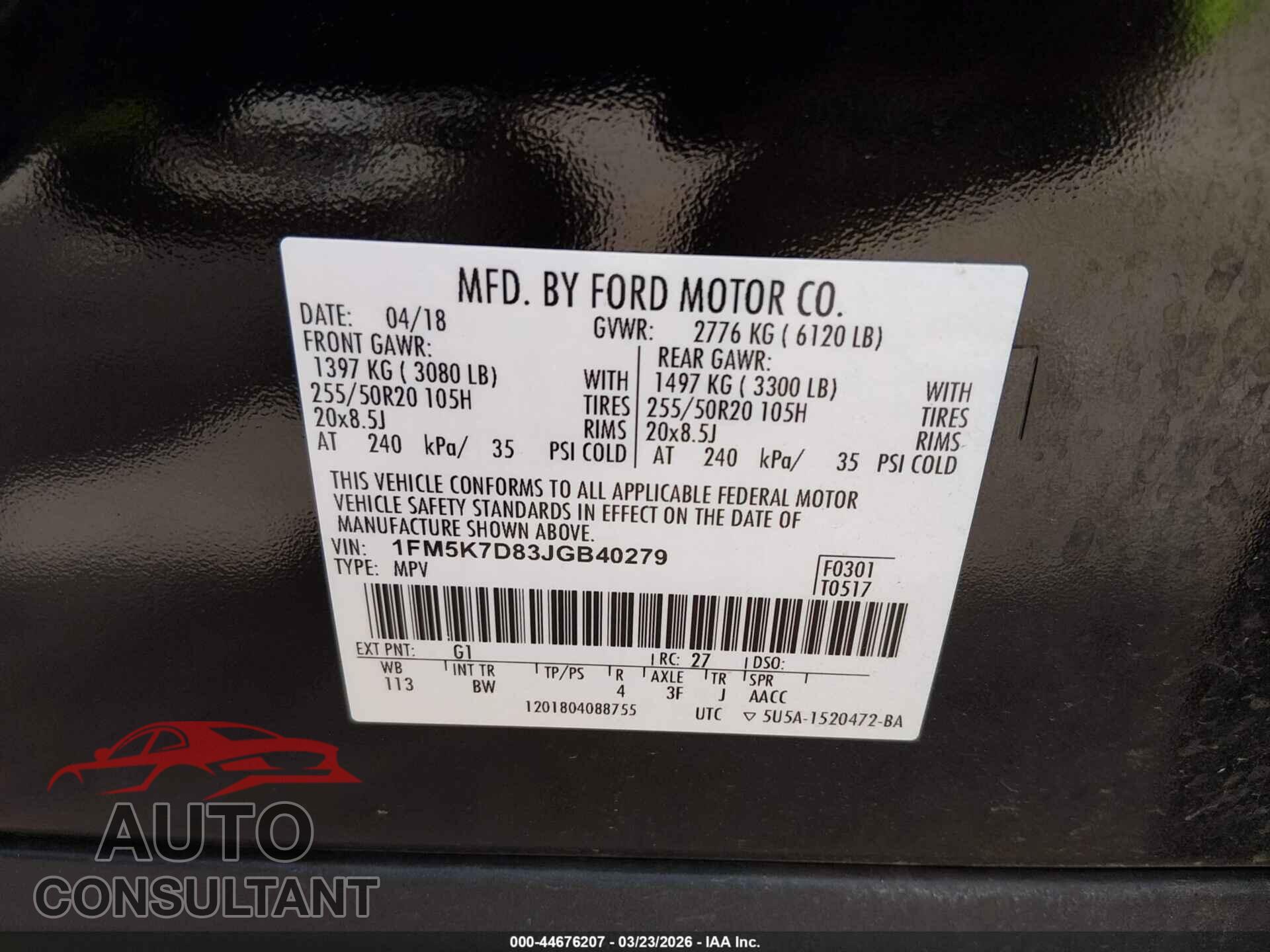 FORD EXPLORER 2018 - 1FM5K7D83JGB40279