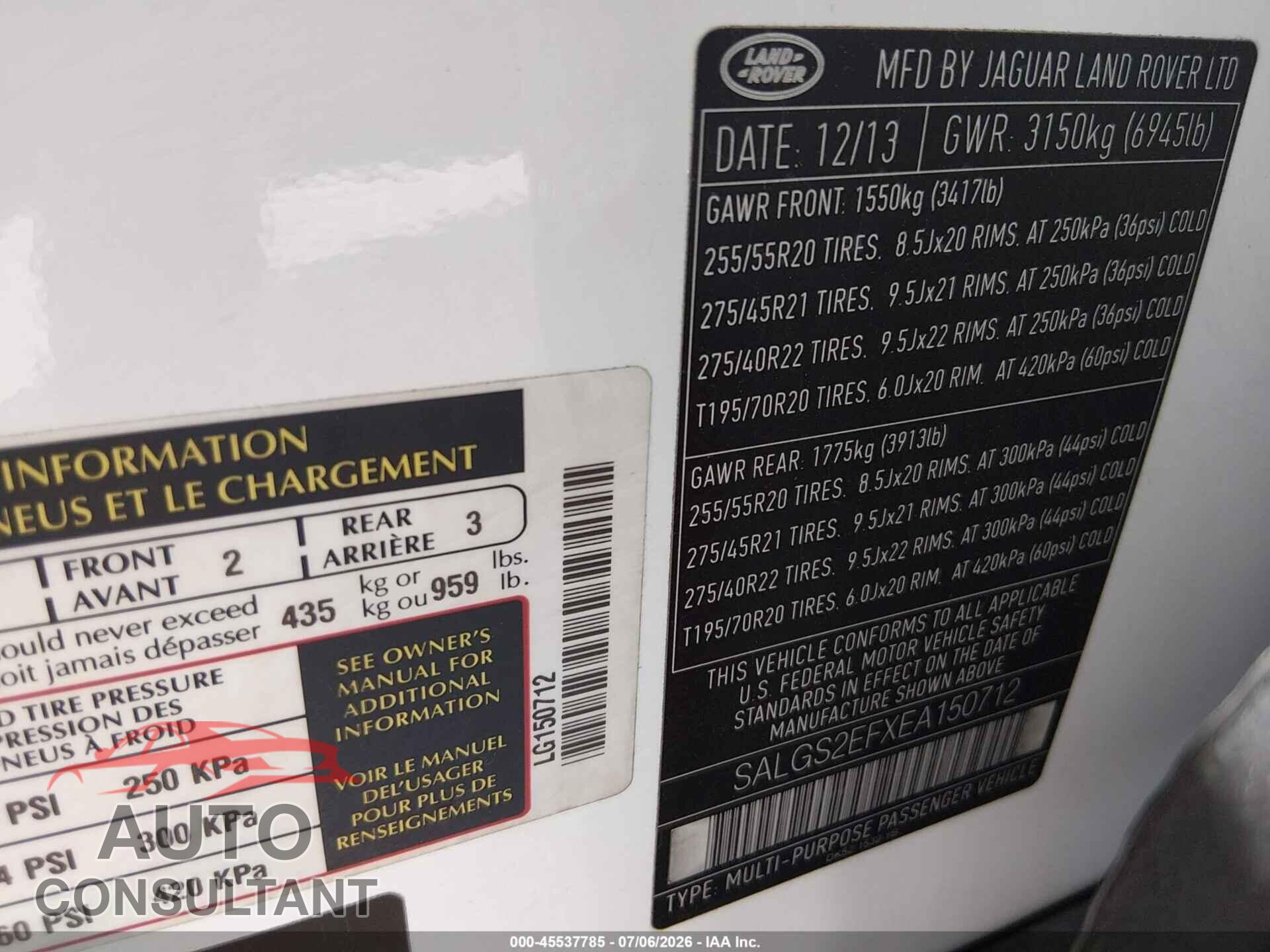LAND ROVER RANGE ROVER 2014 - SALGS2EFXEA150712