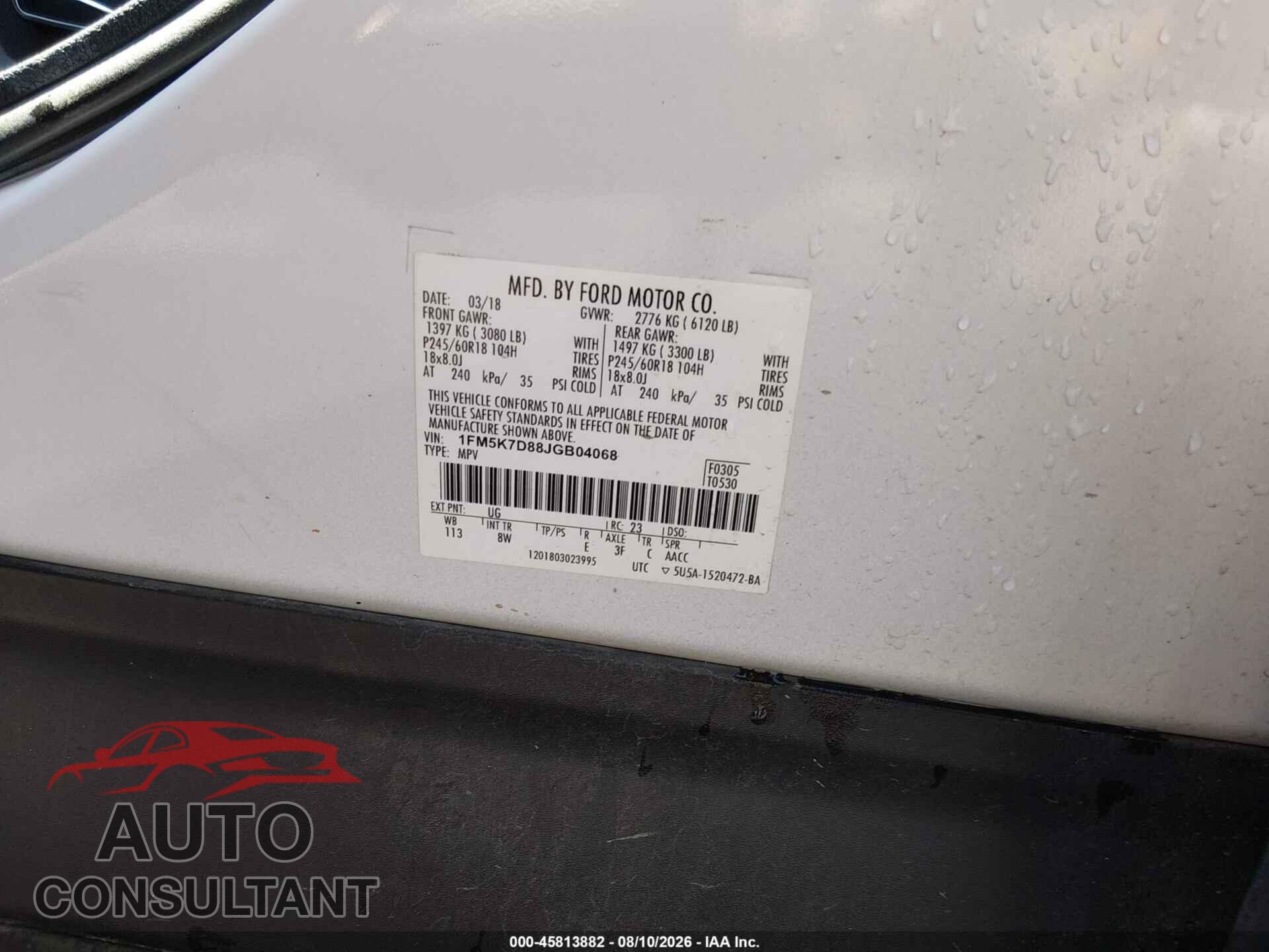 FORD EXPLORER 2018 - 1FM5K7D88JGB04068