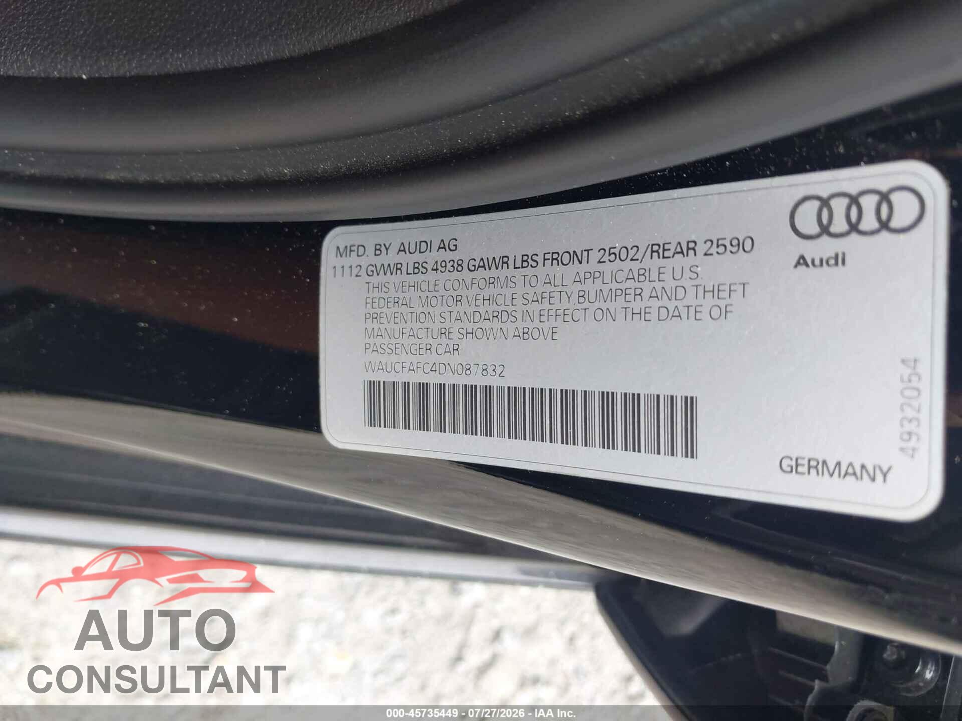 AUDI A6 2013 - WAUCFAFC4DN087832