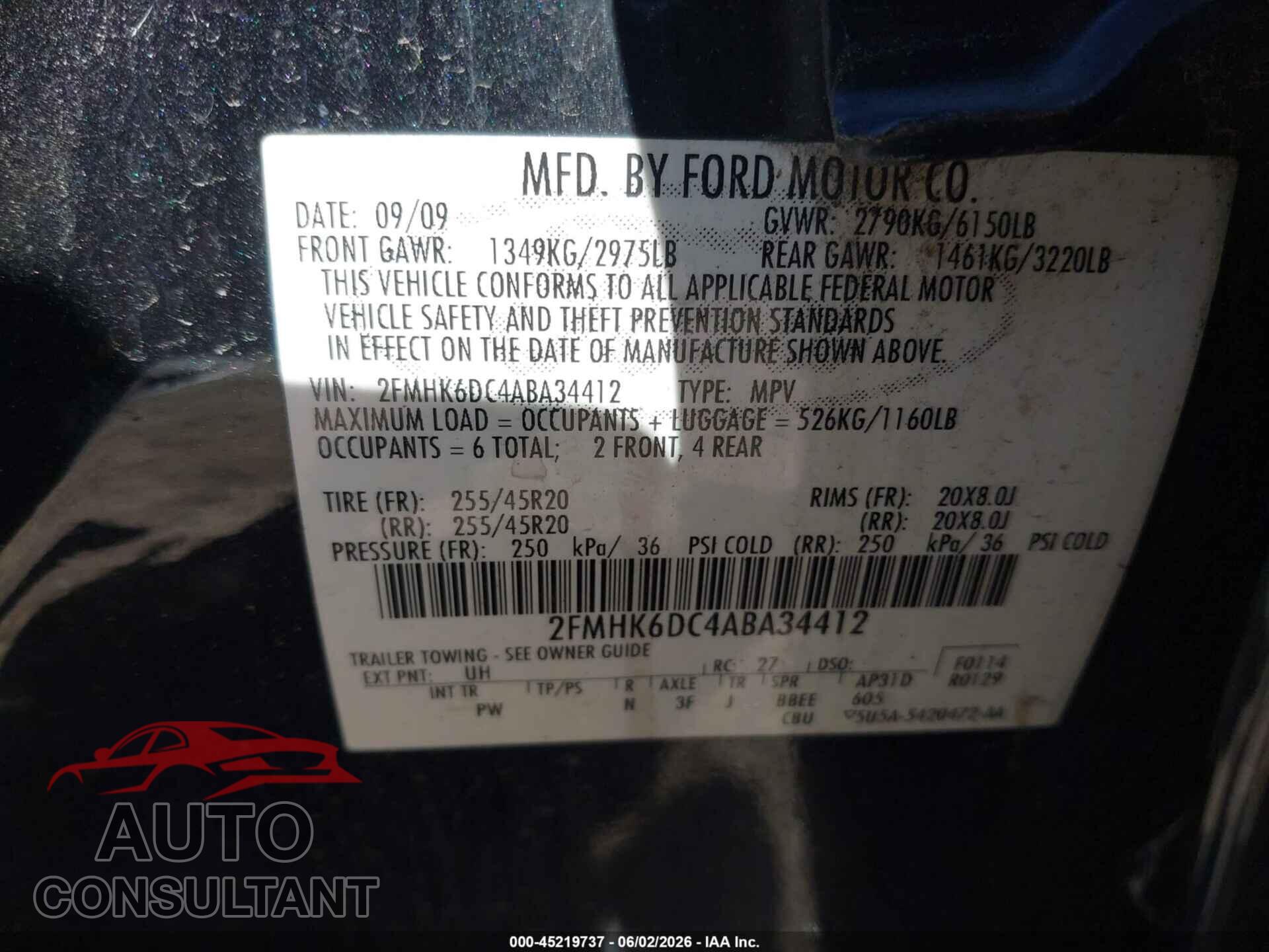 FORD FLEX 2010 - 2FMHK6DC4ABA34412
