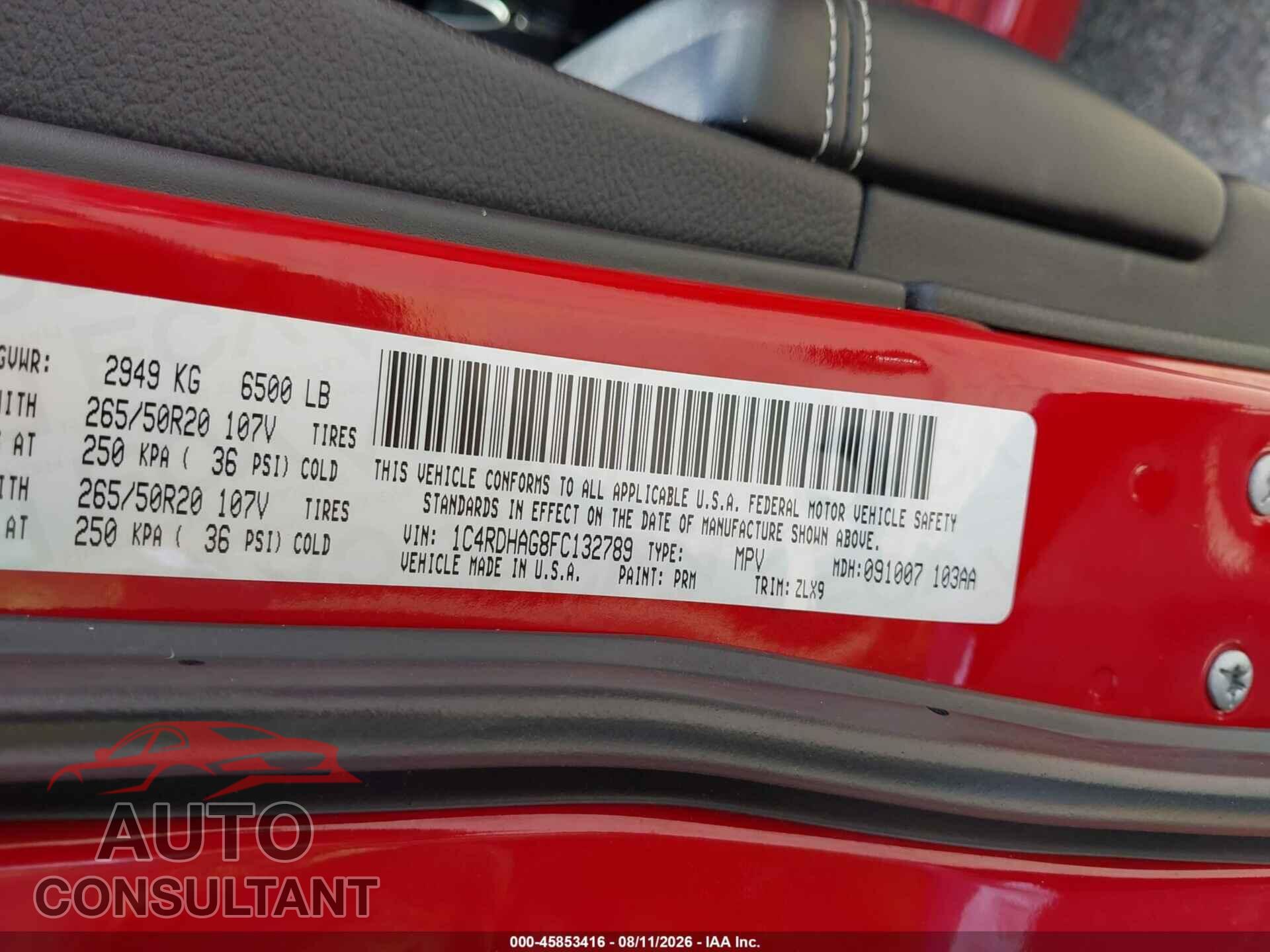DODGE DURANGO 2015 - 1C4RDHAG8FC132789