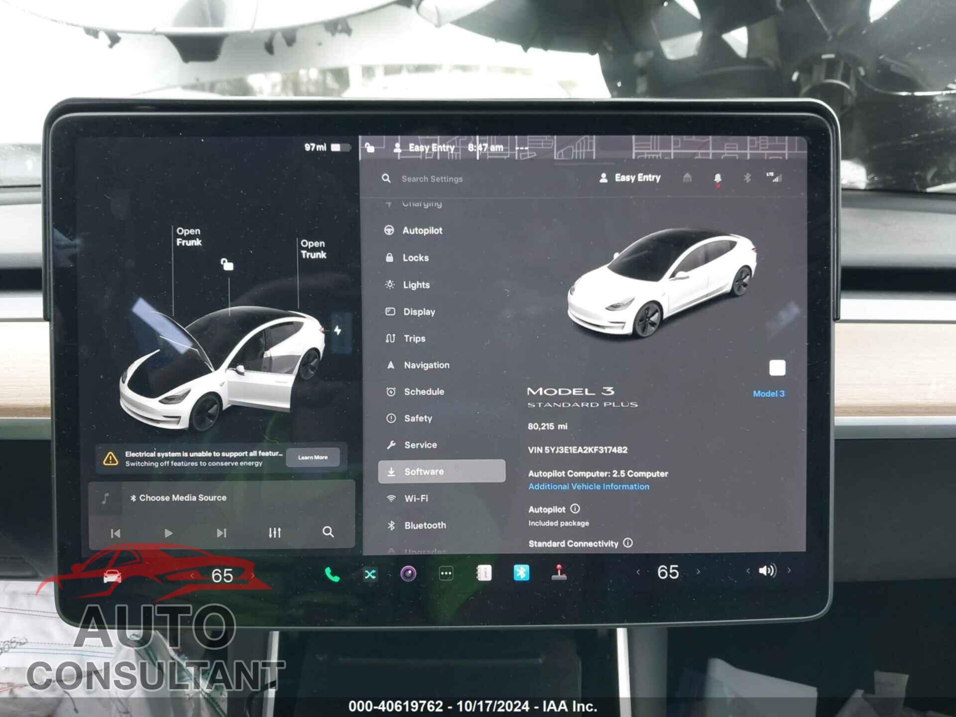 TESLA MODEL 3 2019 - 5YJ3E1EA2KF317482