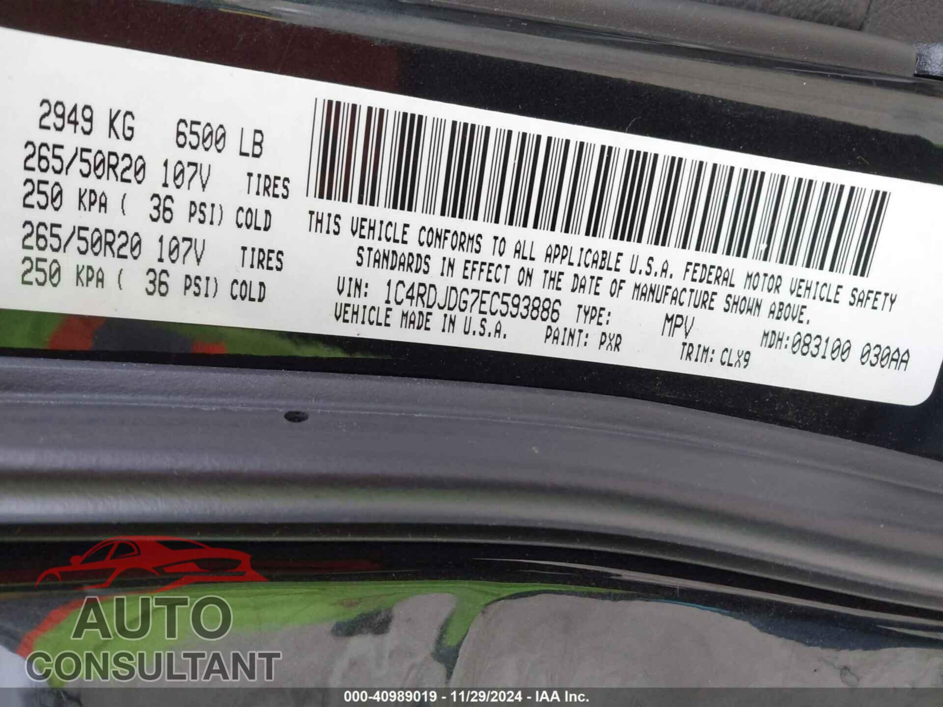 DODGE DURANGO 2014 - 1C4RDJDG7EC593886