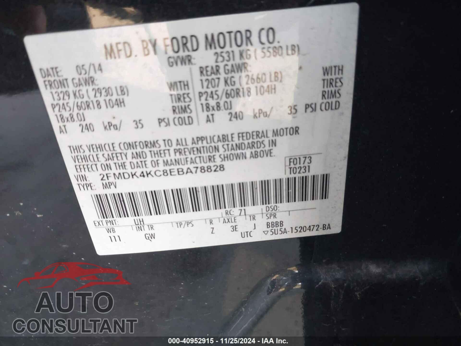 FORD EDGE 2014 - 2FMDK4KC8EBA78828