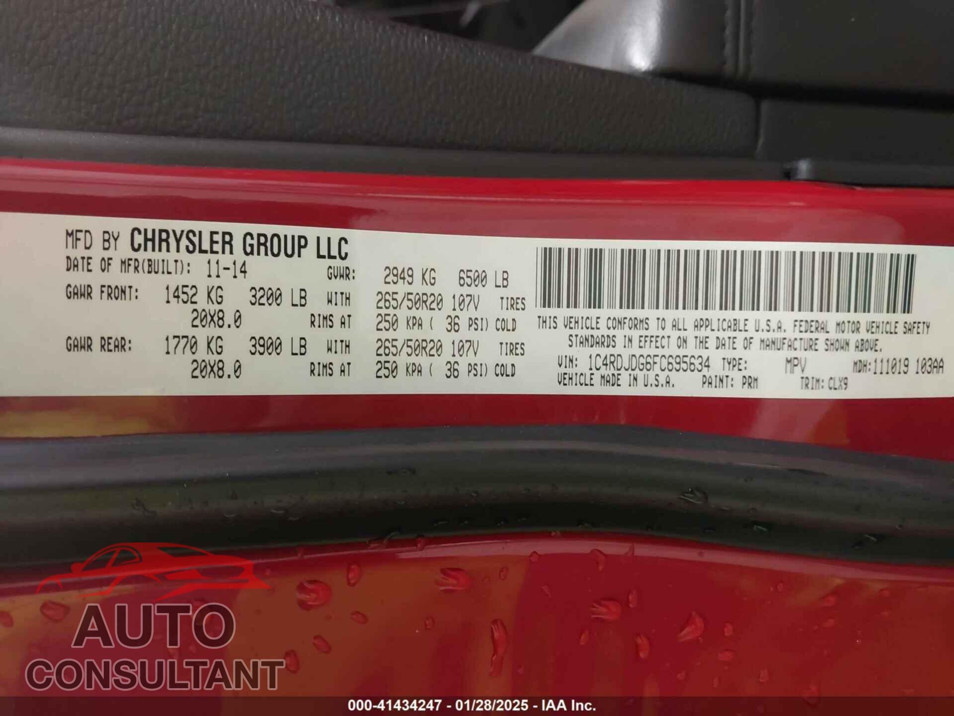 DODGE DURANGO 2015 - 1C4RDJDG6FC695634