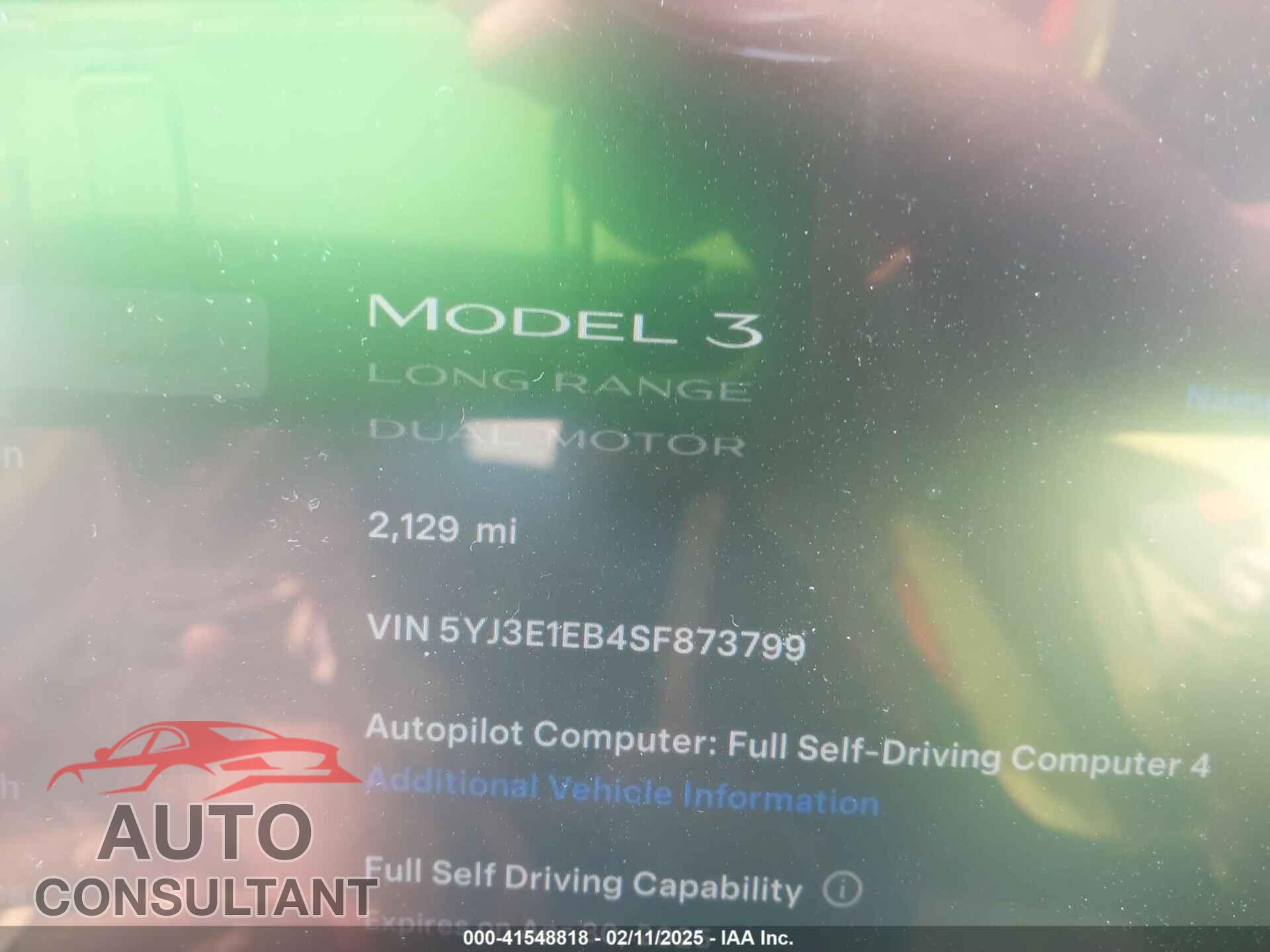 TESLA MODEL 3 2025 - 5YJ3E1EB4SF873799