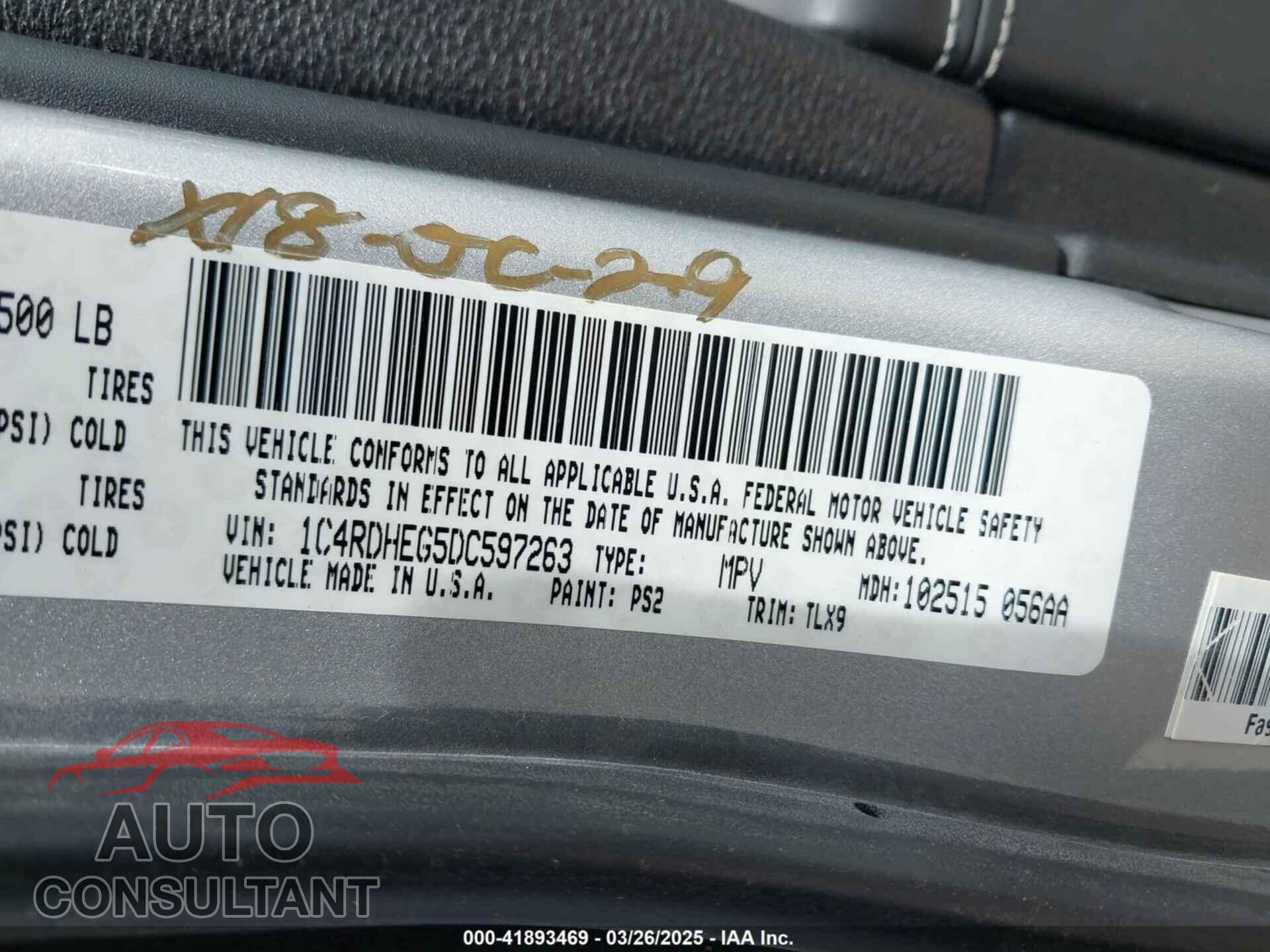 DODGE DURANGO 2013 - 1C4RDHEG5DC597263