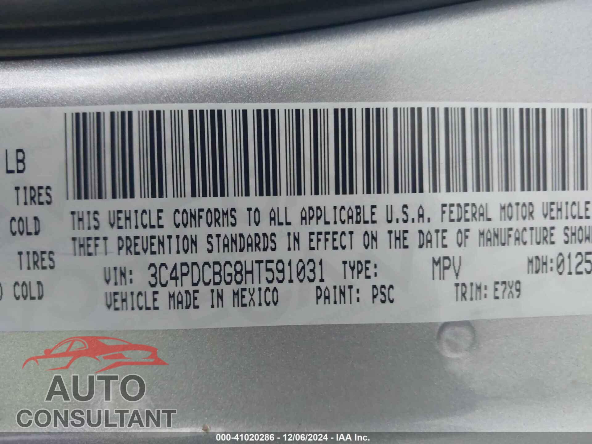 DODGE JOURNEY 2017 - 3C4PDCBG8HT591031