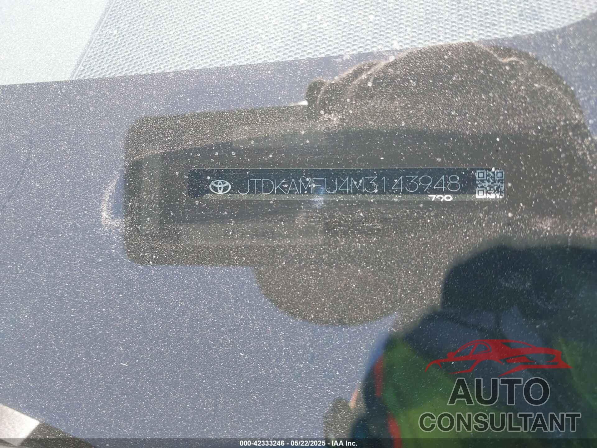 TOYOTA PRIUS 2021 - JTDKAMFU4M3143948
