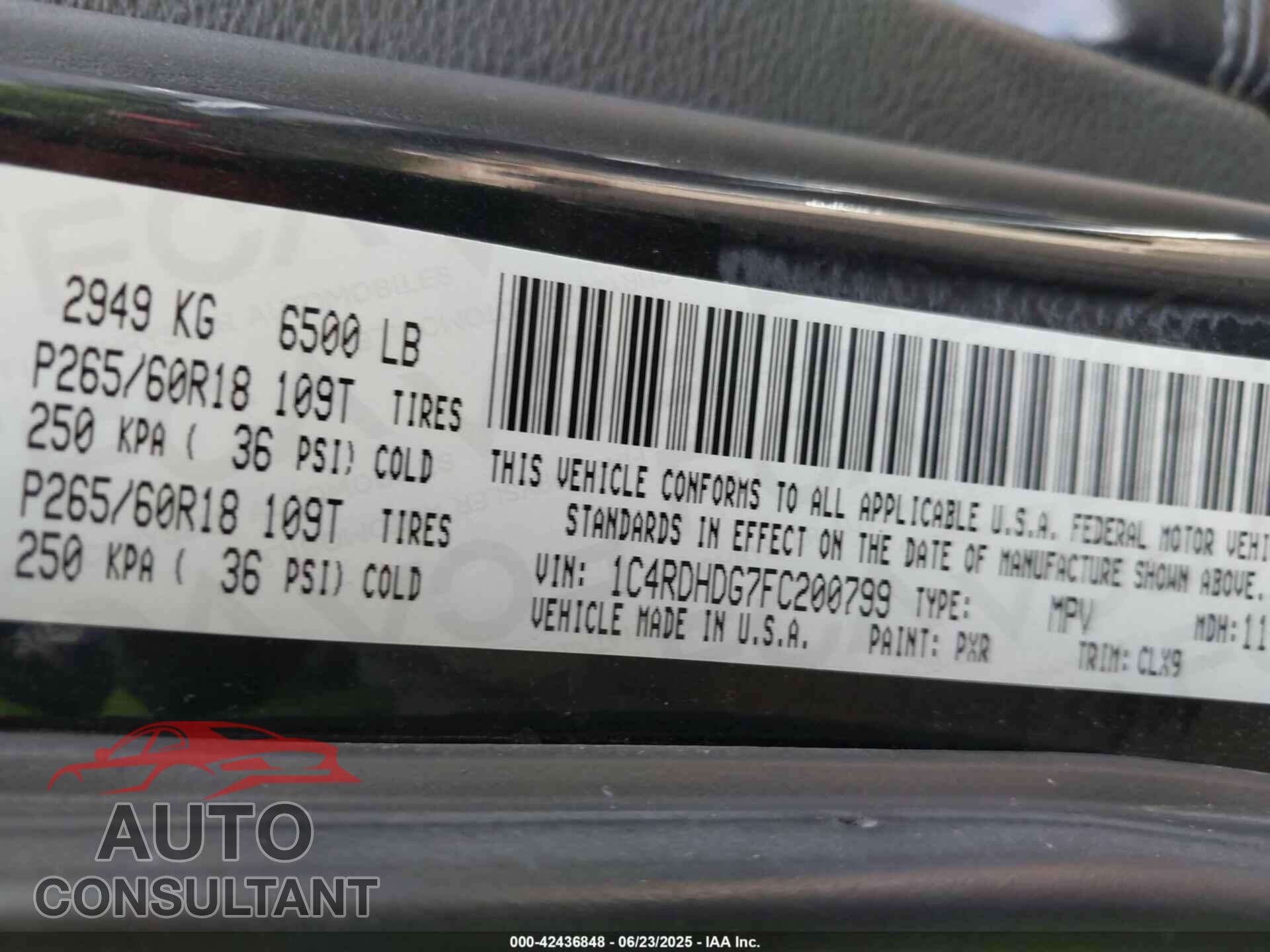 DODGE DURANGO 2015 - 1C4RDHDG7FC200799