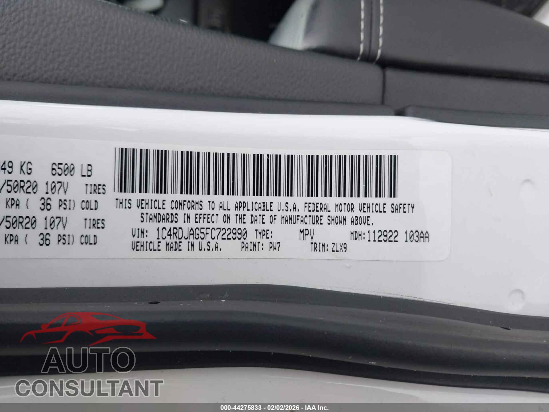 DODGE DURANGO 2015 - 1C4RDJAG5FC722990