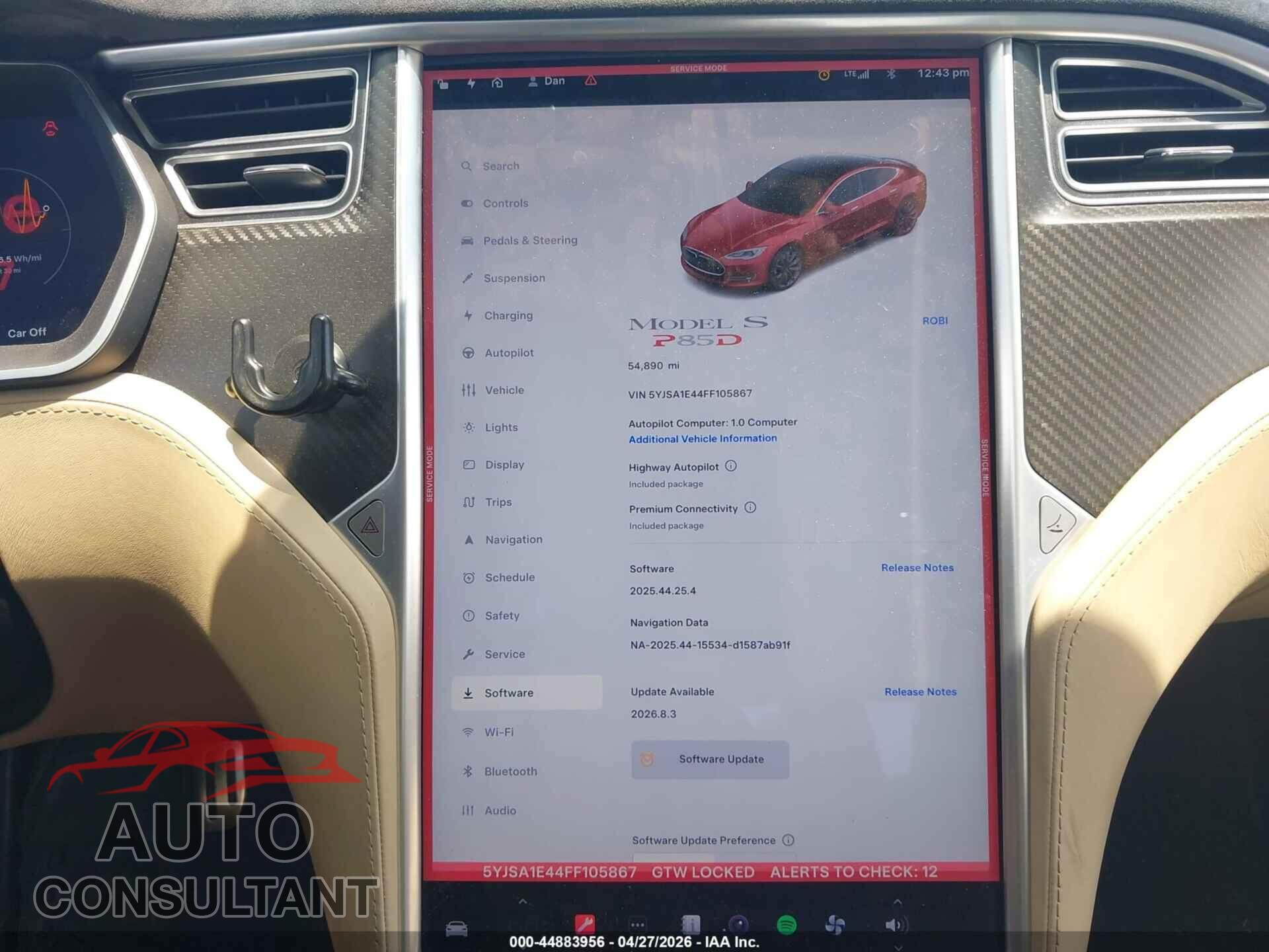 TESLA MODEL S 2015 - 5YJSA1E44FF105867