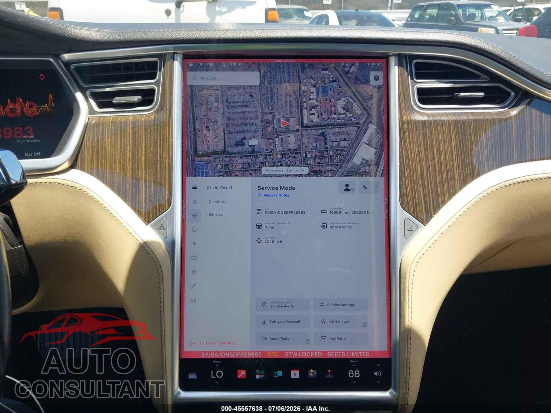 TESLA MODEL S 2013 - 5YJSA1CN8DFP28983
