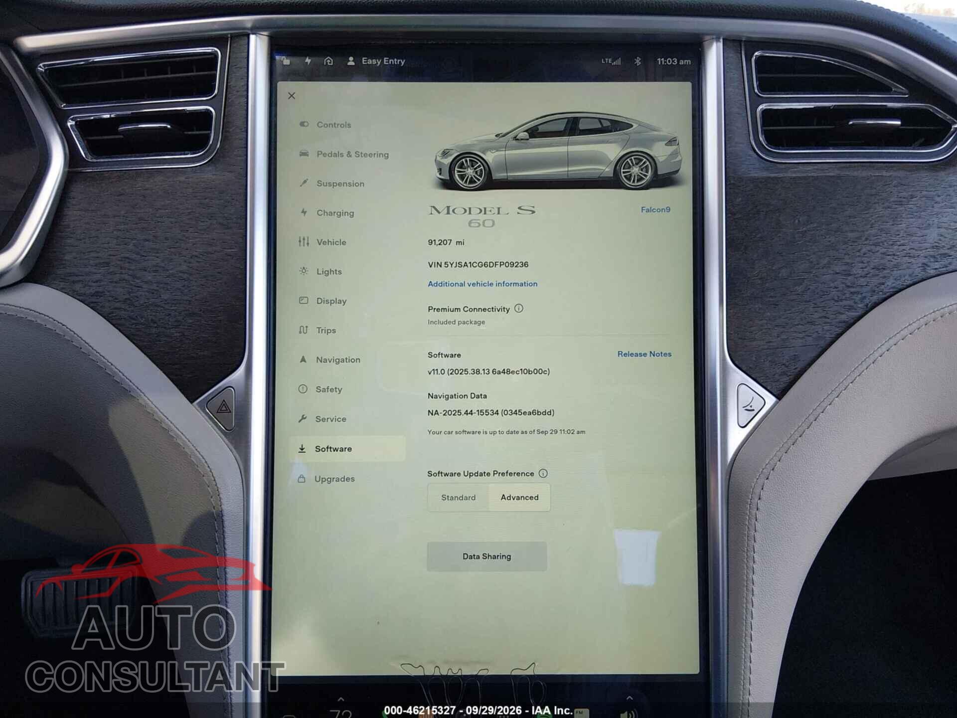 TESLA MODEL S 2013 - 5YJSA1CG6DFP09236