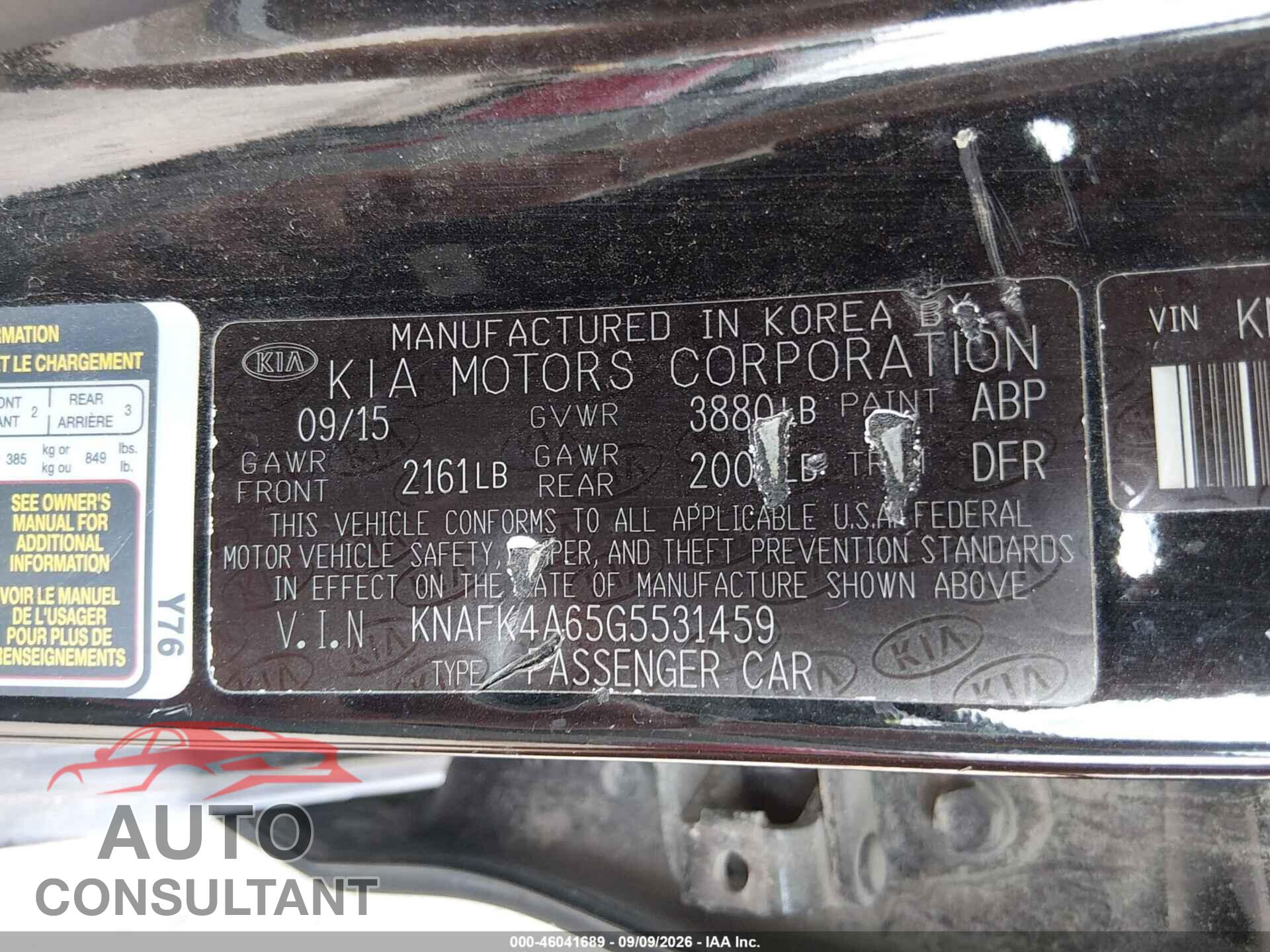 KIA FORTE 2016 - KNAFK4A65G5531459