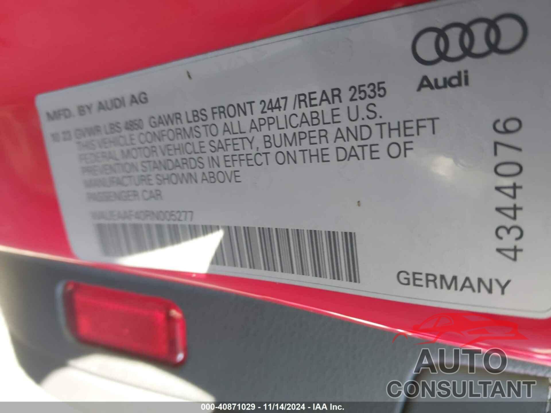 AUDI A4 2024 - WAUEAAF40RN005277