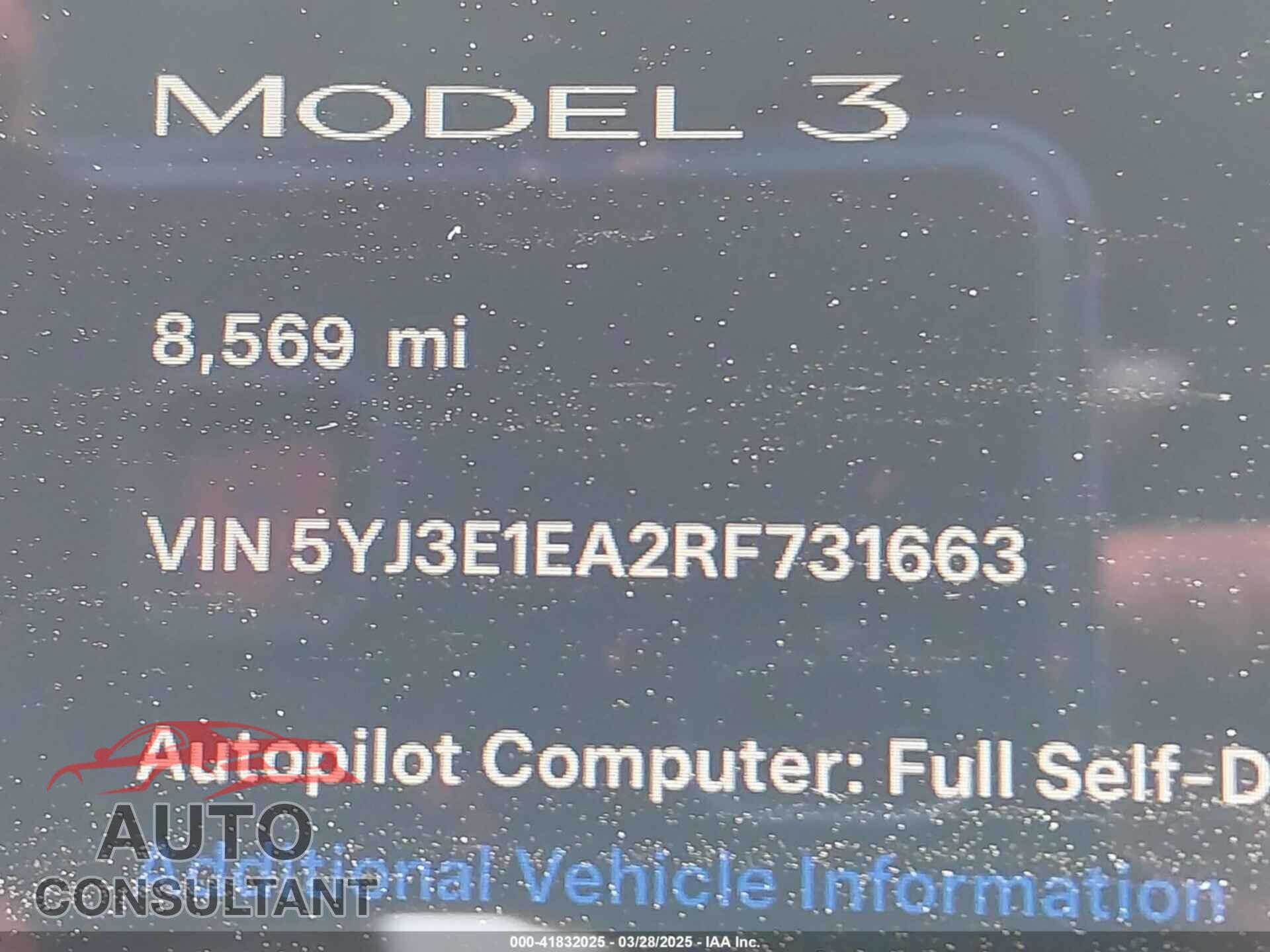 TESLA MODEL 3 2024 - 5YJ3E1EA2RF731663
