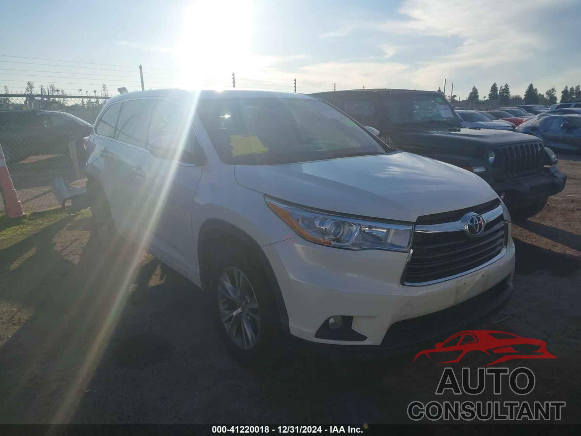 TOYOTA HIGHLANDER 2015 - 5TDZKRFH2FS081494