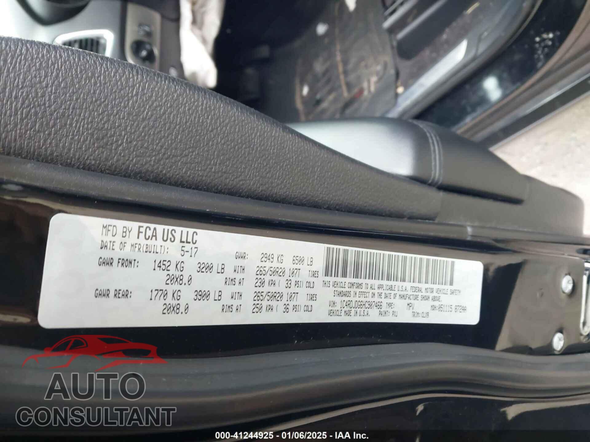 DODGE DURANGO 2017 - 1C4RDJDG6HC907466